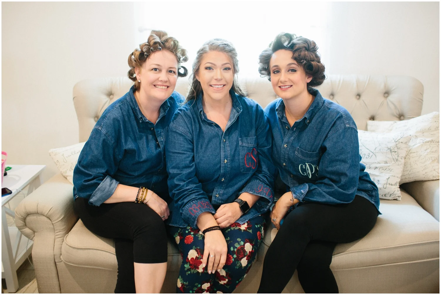 Bride with her bridesmaids before her wedding