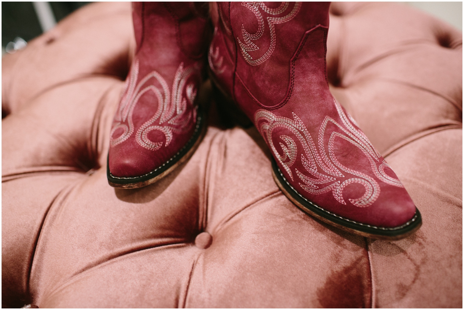 Bride’s red cowgirl boots