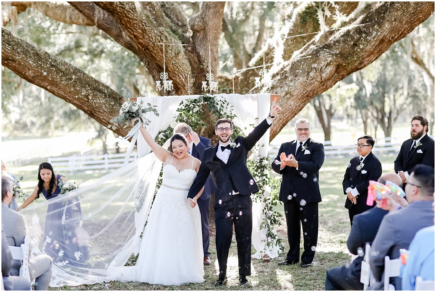bride and groom celebrate
