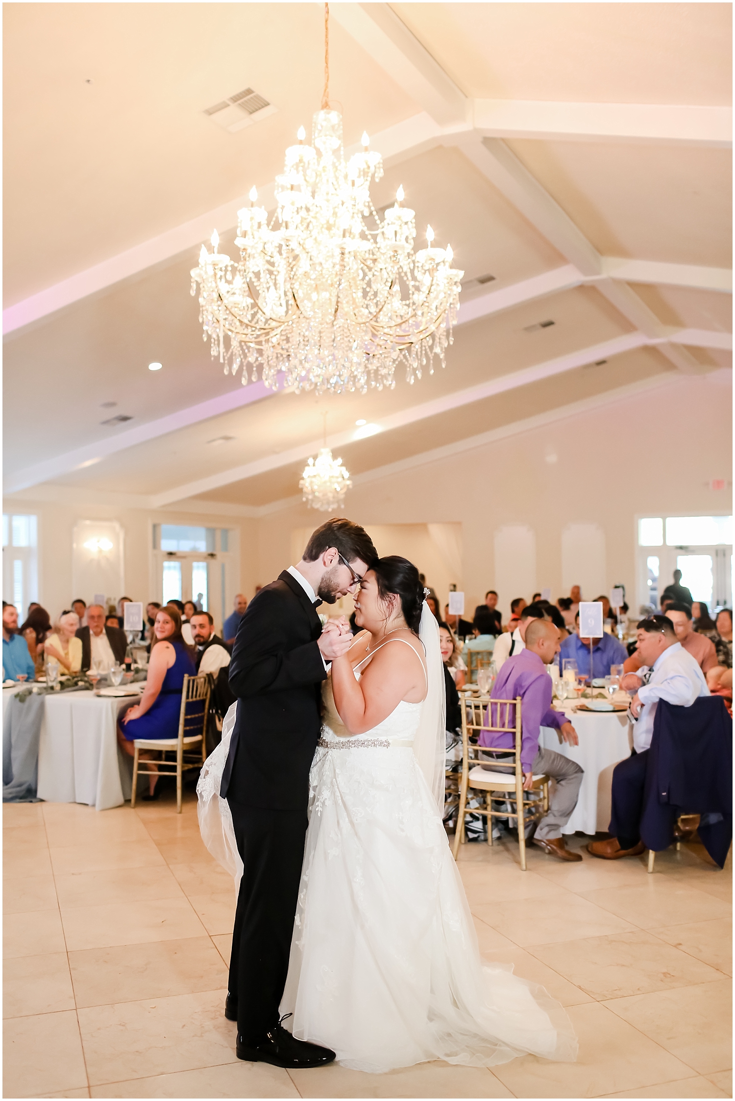 bride and groom’s first dance at their wedding reception