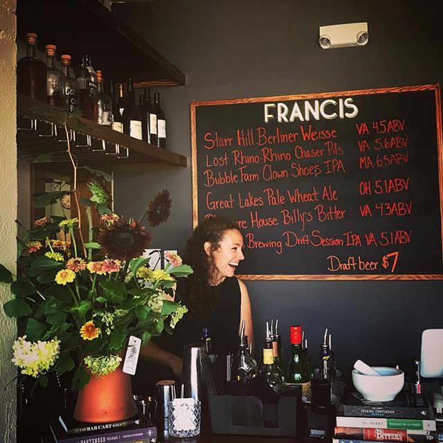 Friday Francis flowers! Thanks @flourishroot for spiffing up our space.  Start your weekend off right with Maya, Jenny and a cocktail. #barfrancisfridays #francisbarsperryville #thorntonrivergrille #flourishrootflorals #wildrootsapothecary #friyay #s