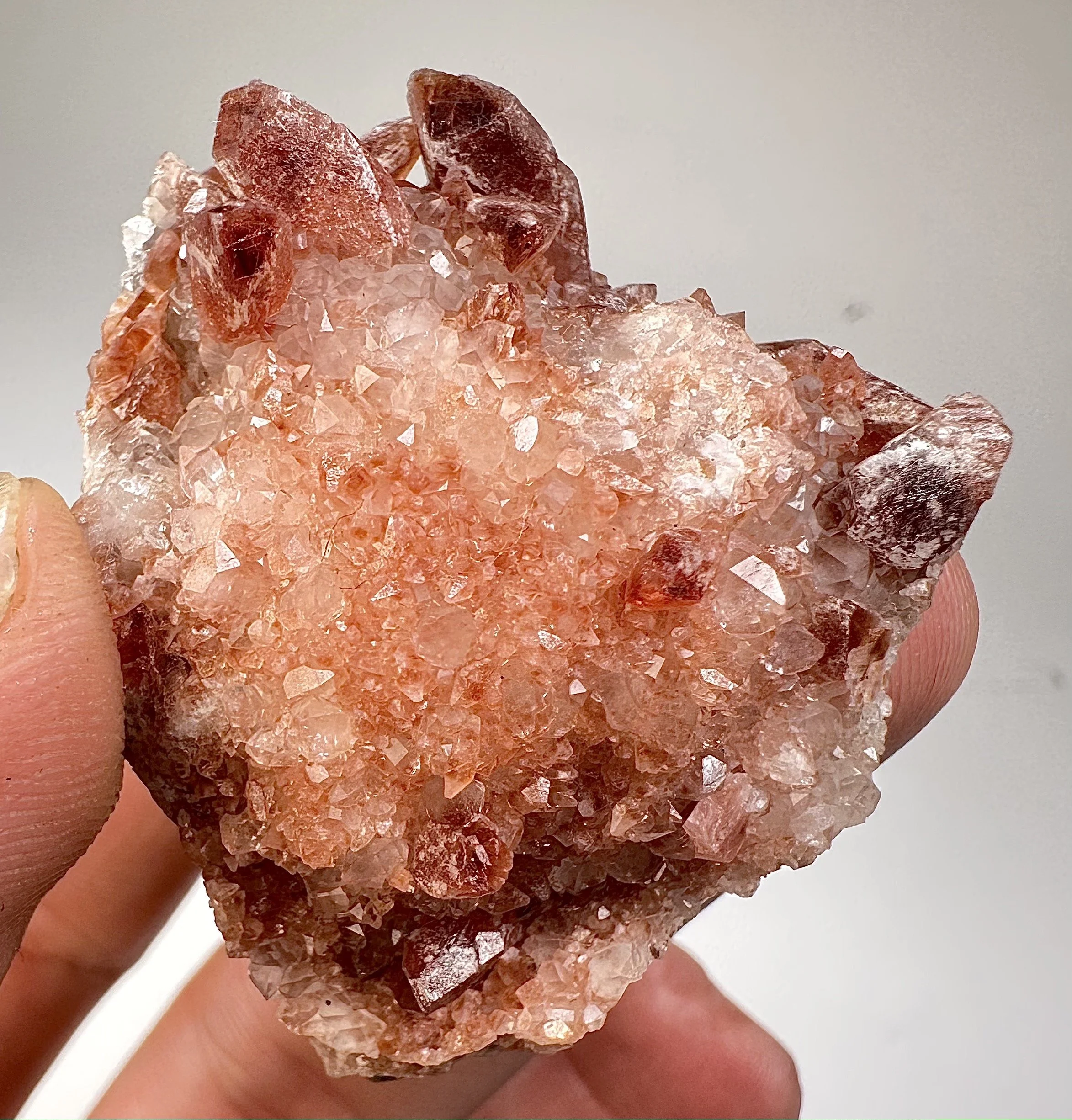Rhodochrosite on Quartz, Lima, Peru