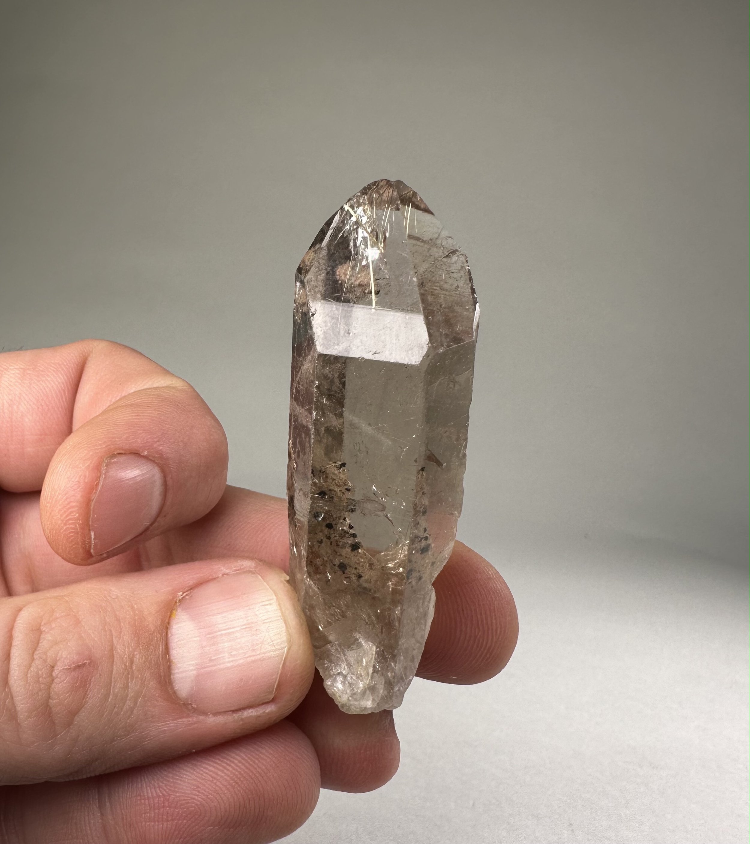 Rutilated Smoky Quartz, Brazil. High vibrational golden luster