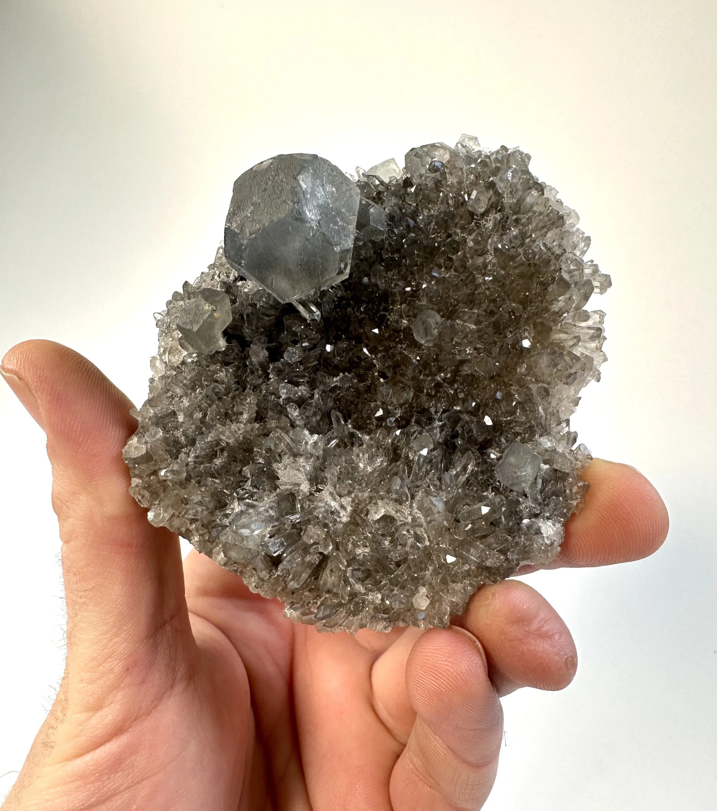 Blue Fluorite on Smoky Quartz, Fujian Province, China