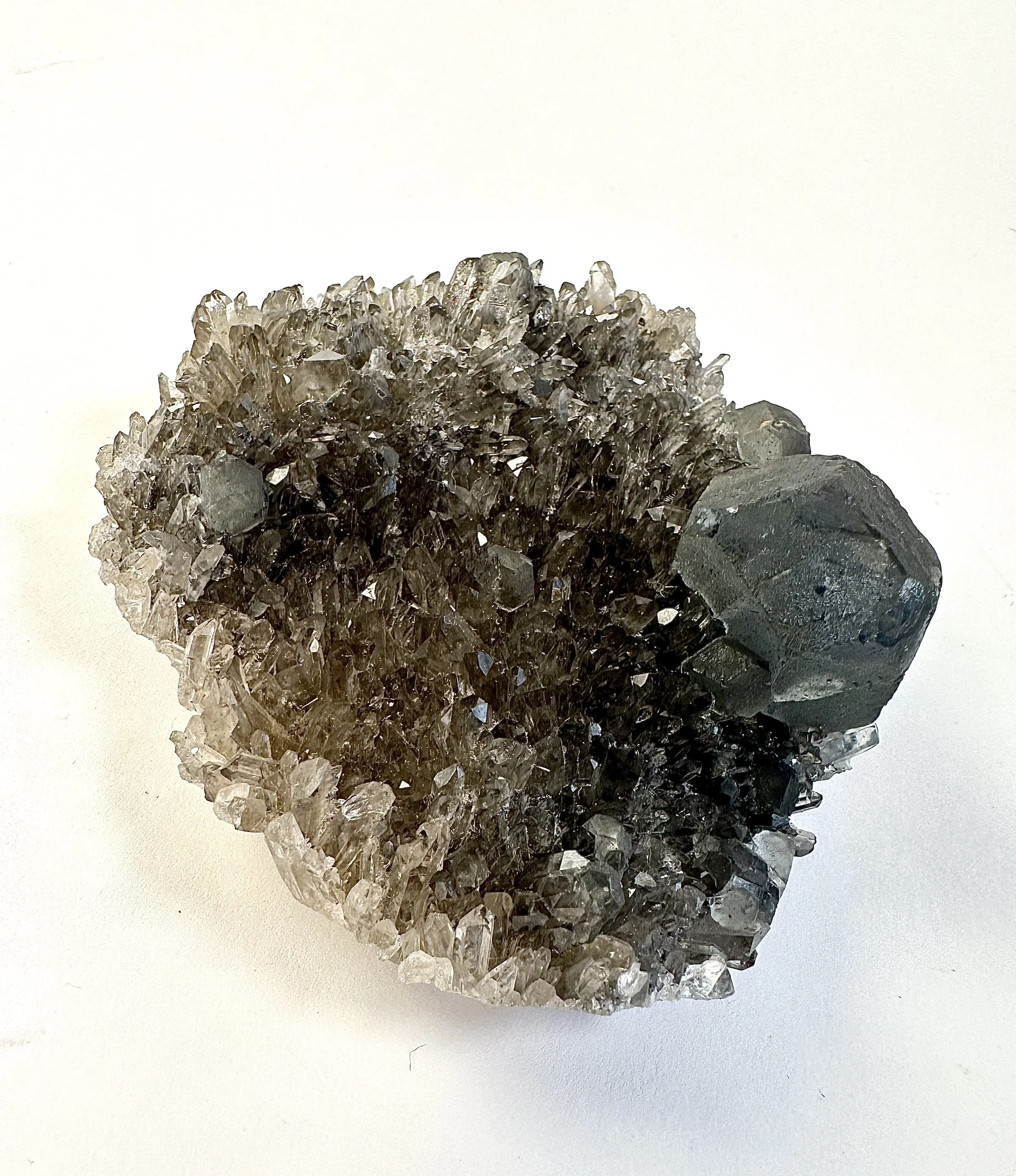 Blue Fluorite on Smoky Quartz, Fujian Province, China