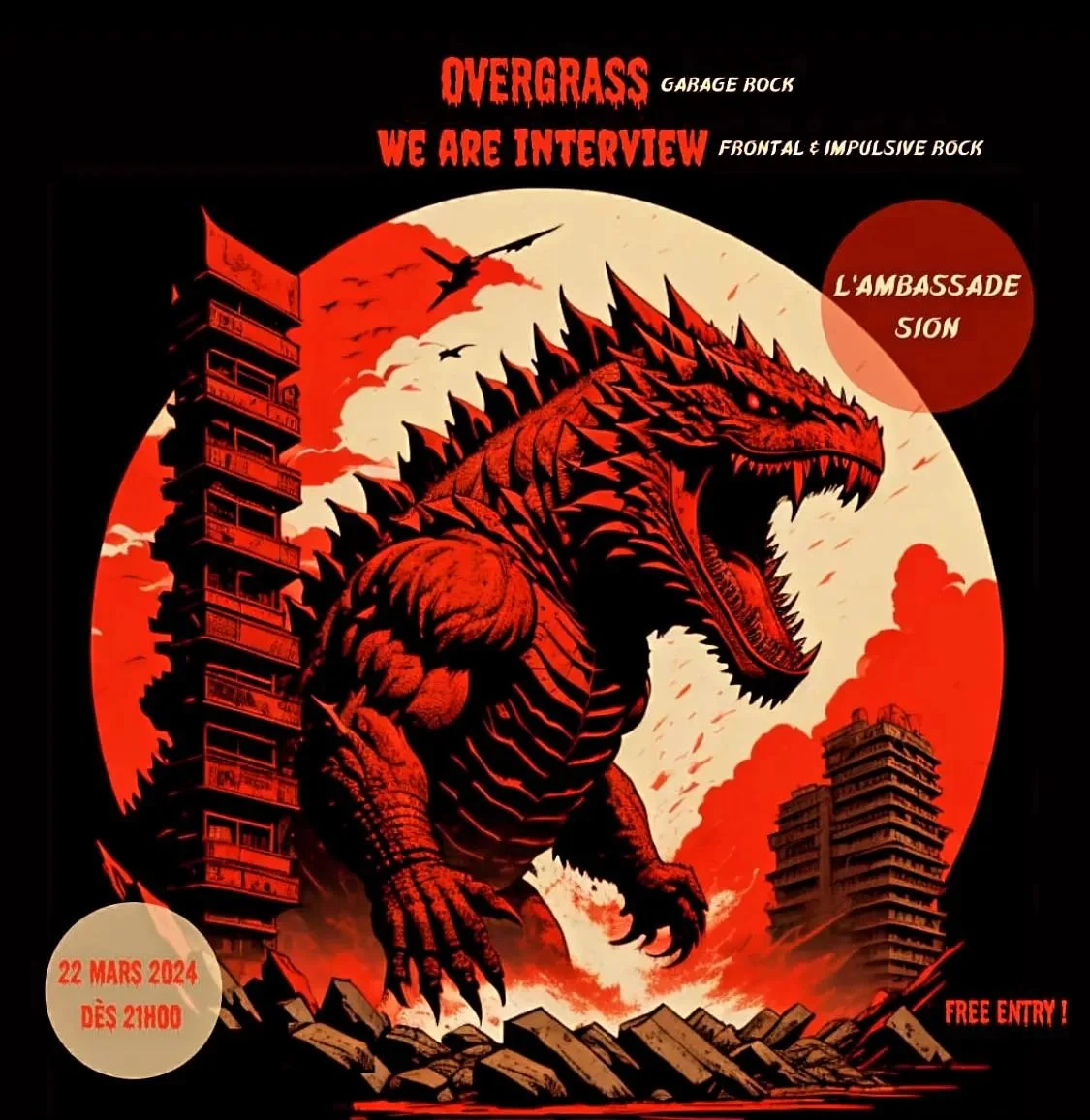 We are super excited to announce our next concert with our brothers from @overgrass at the L'Ambassade in Sion on March 22nd! Come dance, drink and rock with us!! Free entry and get ready for a fun, loud night! 🤘🔥🤘

#concert #wai #weareinterview #