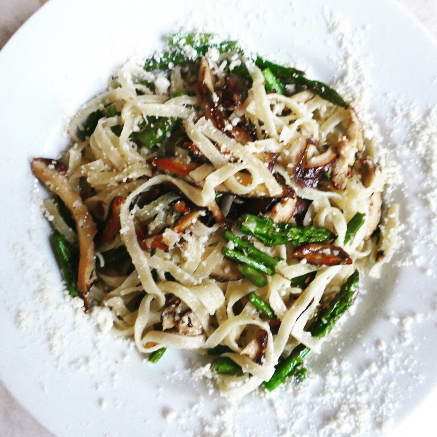 Fettuccine with Shiitakes and Asparagus