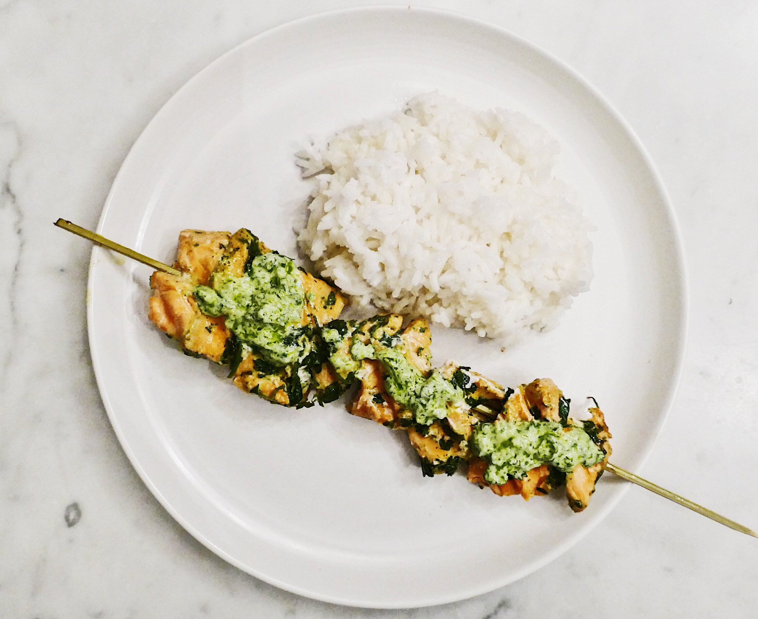 Salmon Skewers with Chermoula
