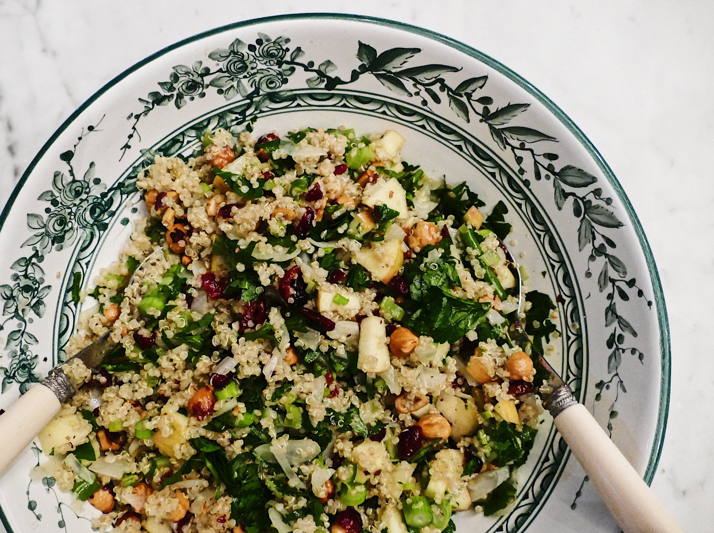 Quinoa Salad with Apple, Hazelnuts and Dried Cranberries