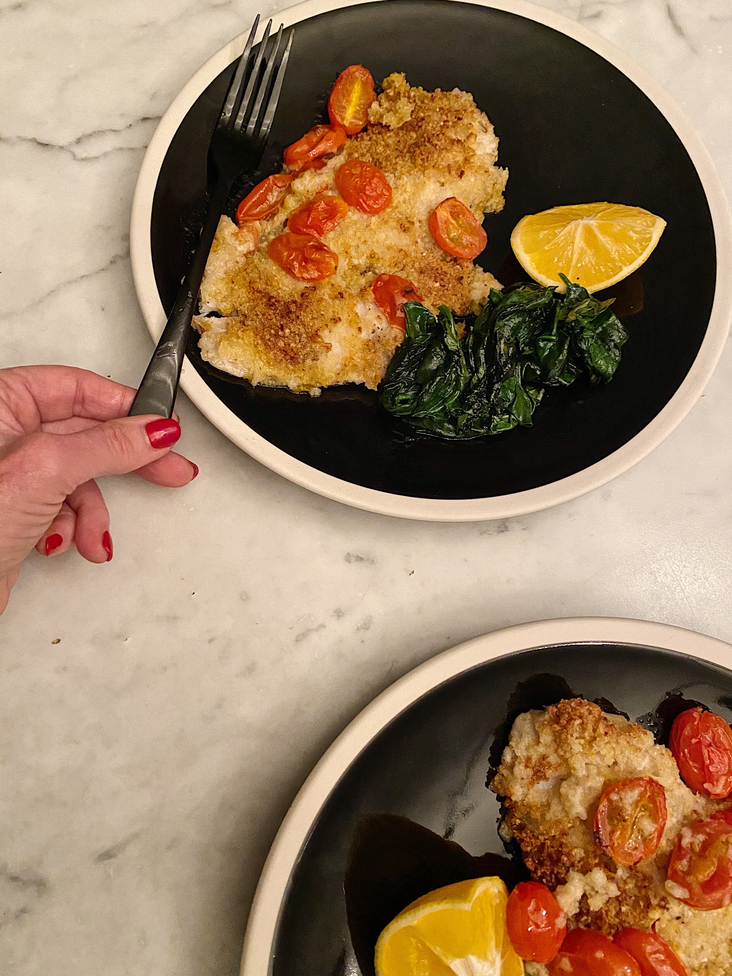 Parmesan Baked Rockfish with Cherry Tomatoes