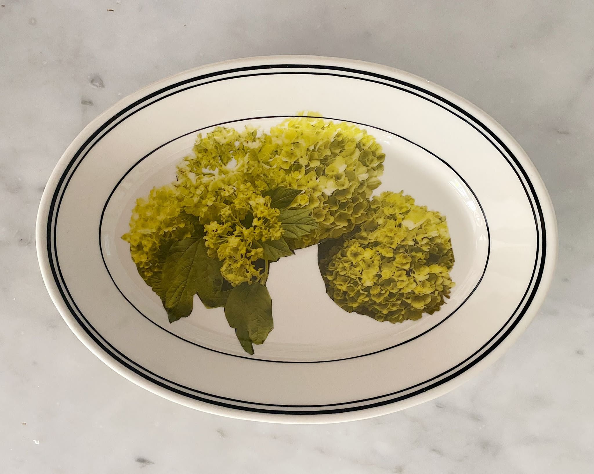 Vintage Green Hydrangea Ceramic Platter