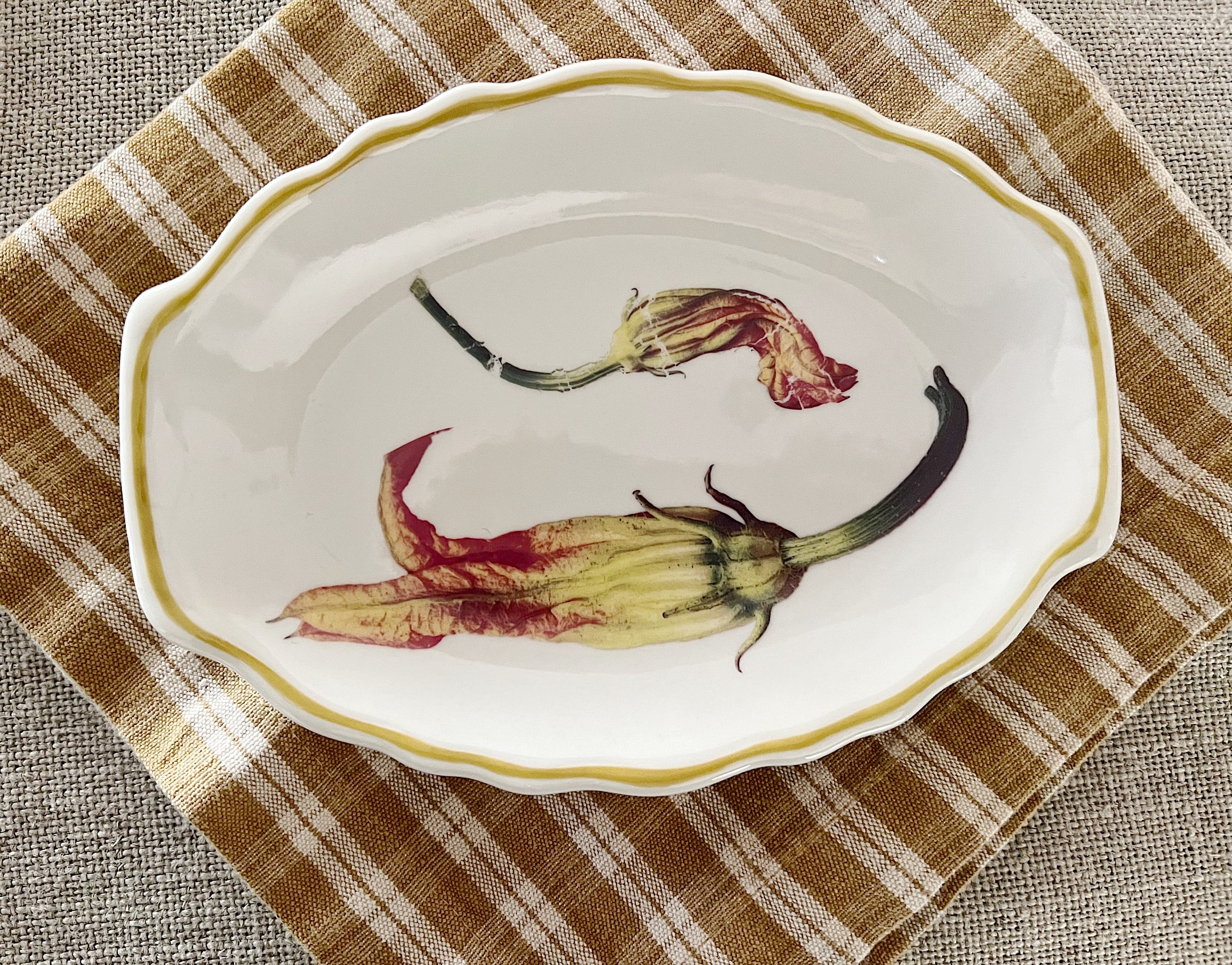 Vintage Squash Blossom #2 Ceramic Small Platter