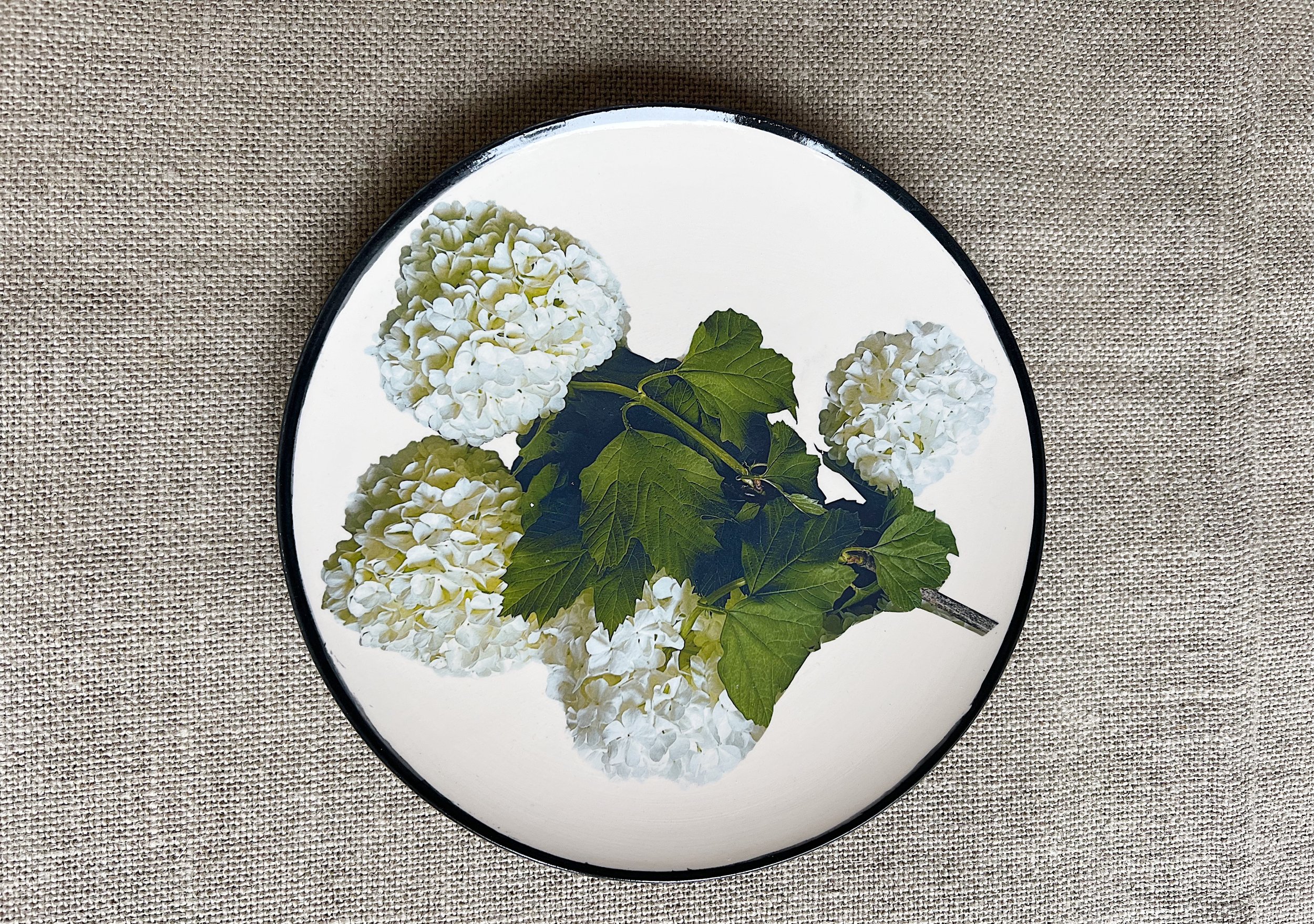 White Hydrangea Ceramic Small Plate