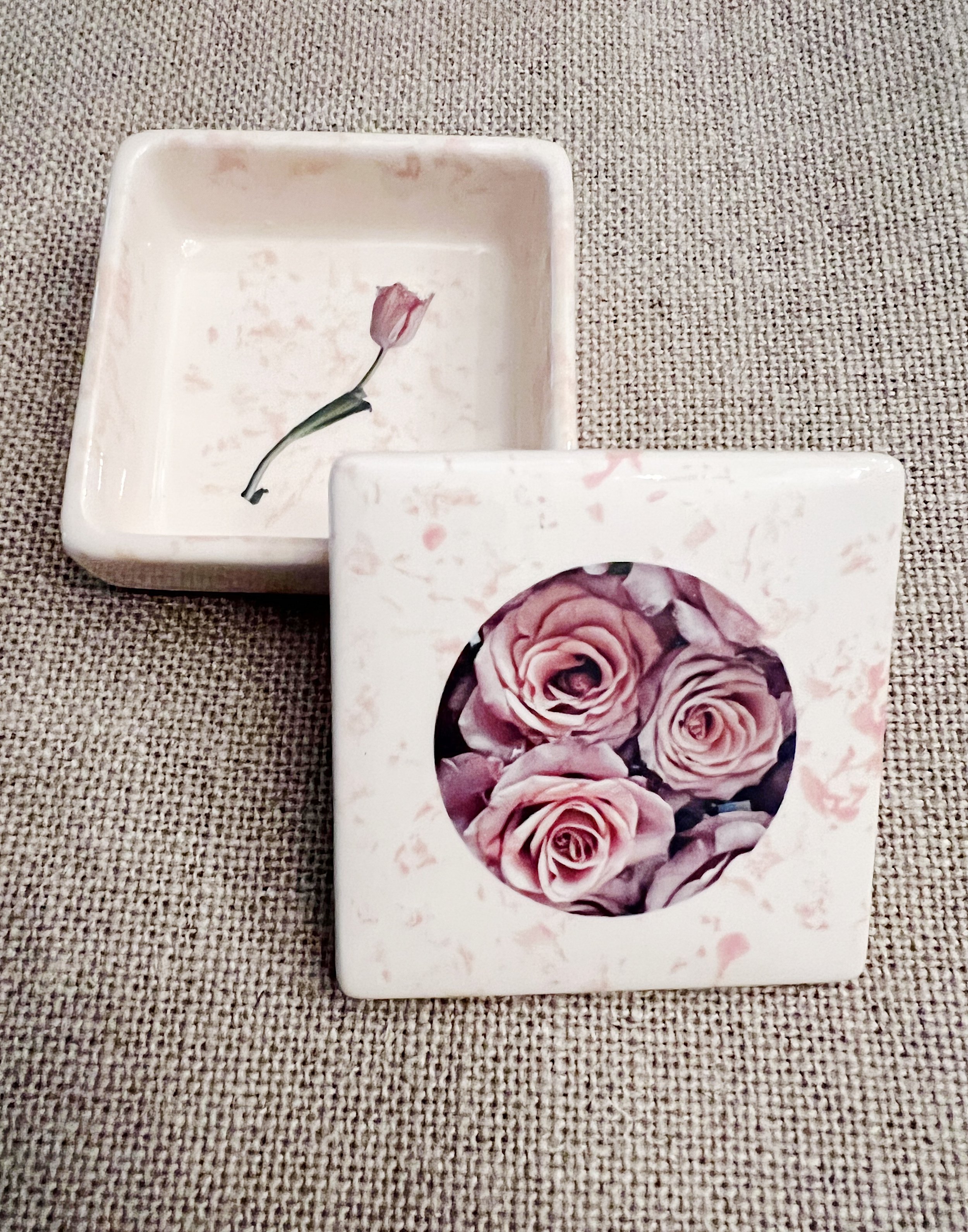 Roses and Tulip Ceramic Small Box