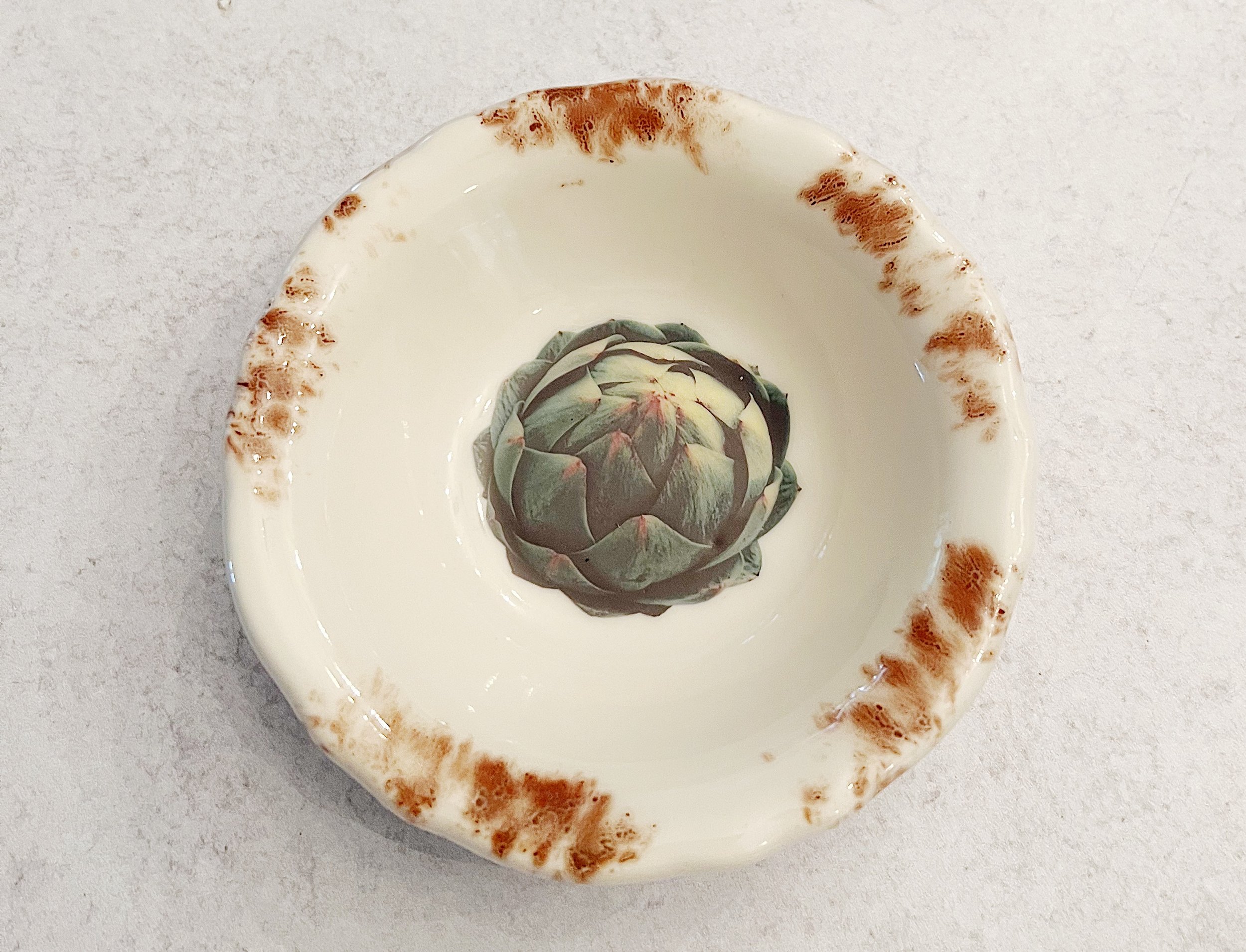 Vintage Artichoke Ceramic Petite Dish 