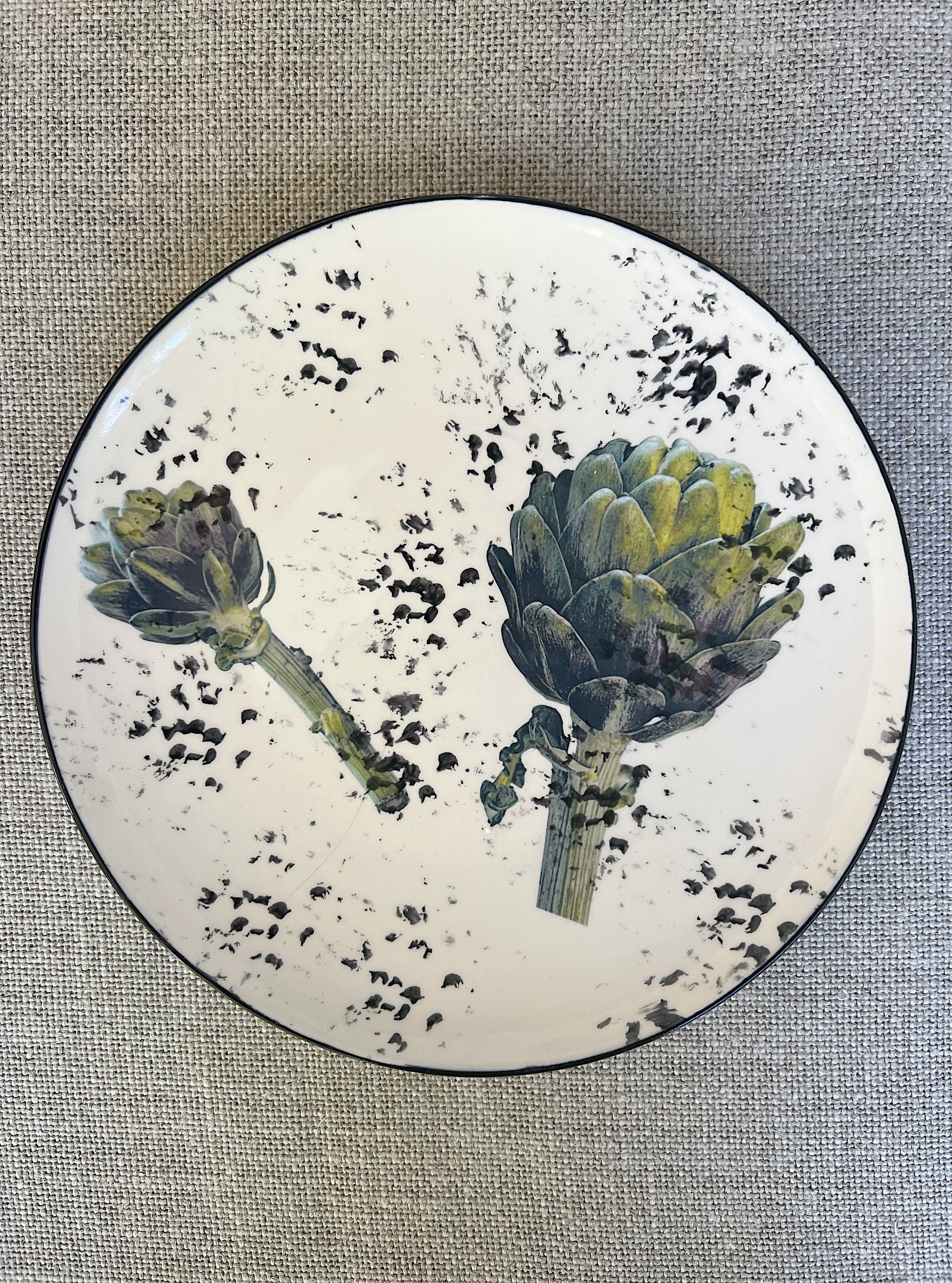 Two Artichokes Ceramic Small Plate