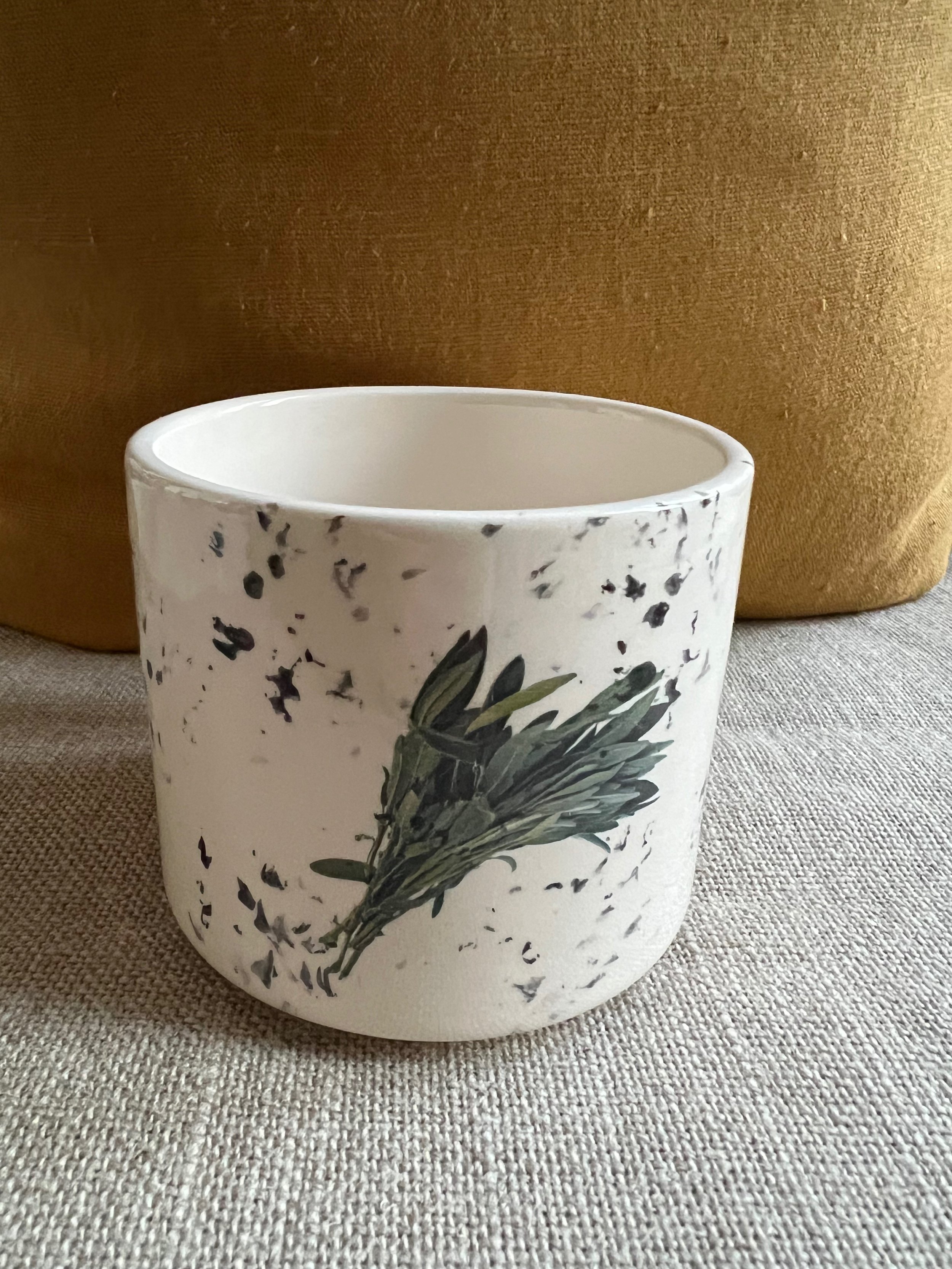 Sage Leaves and Artichoke Ceramic Large Mug