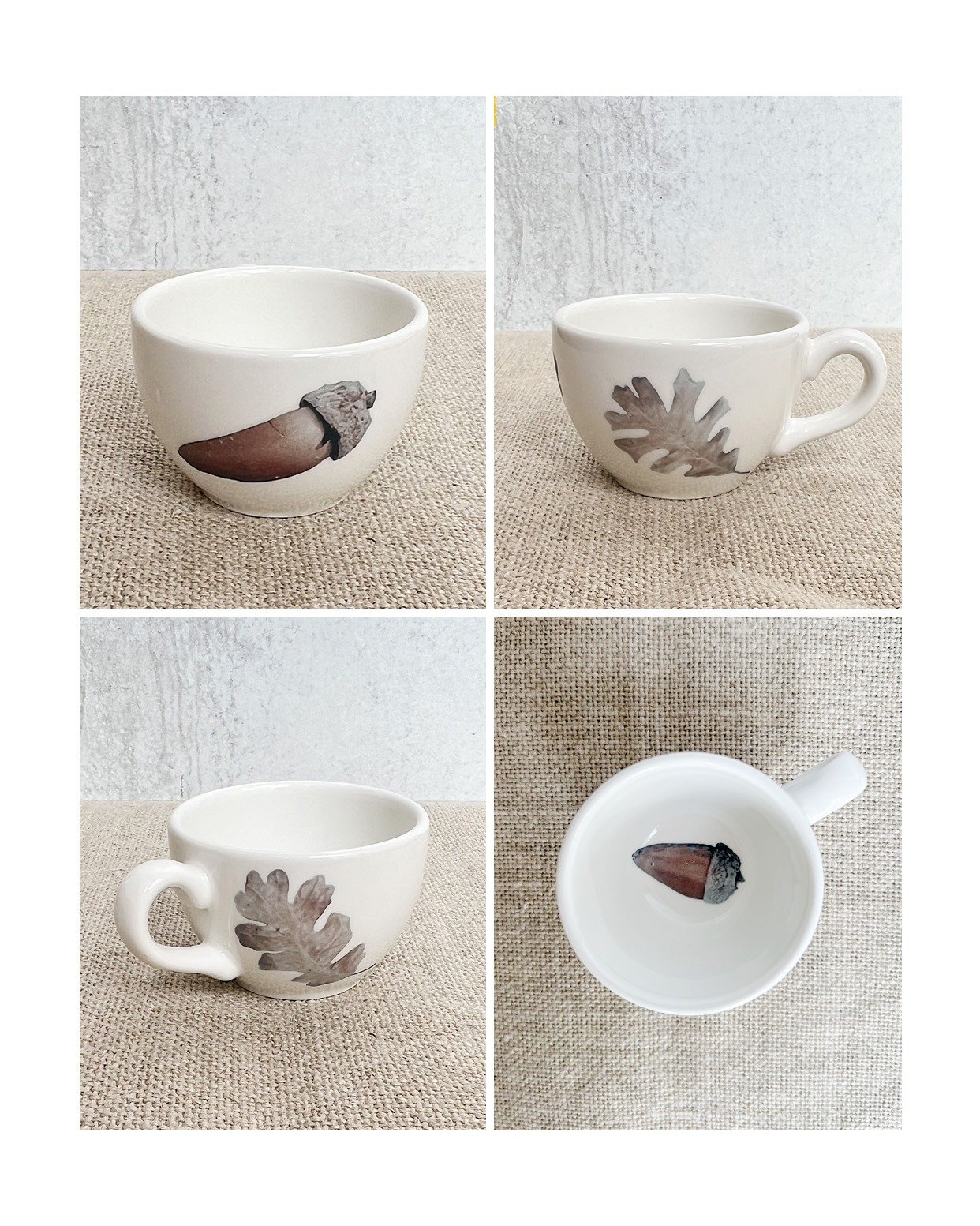 Vintage Acorn and Oak Leaves Ceramic Espresso cup