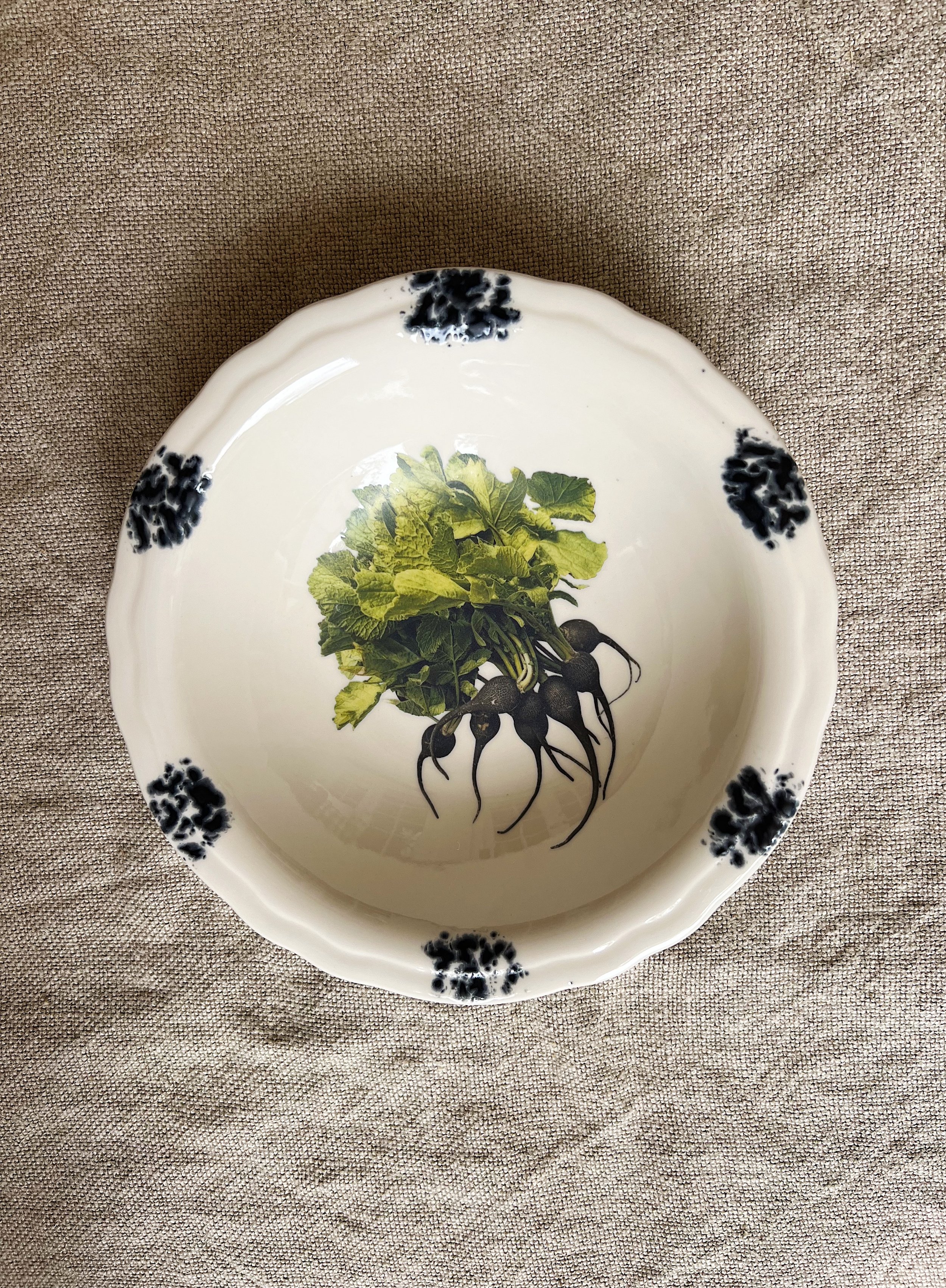 Vintage Black Radish Ceramic Bowl