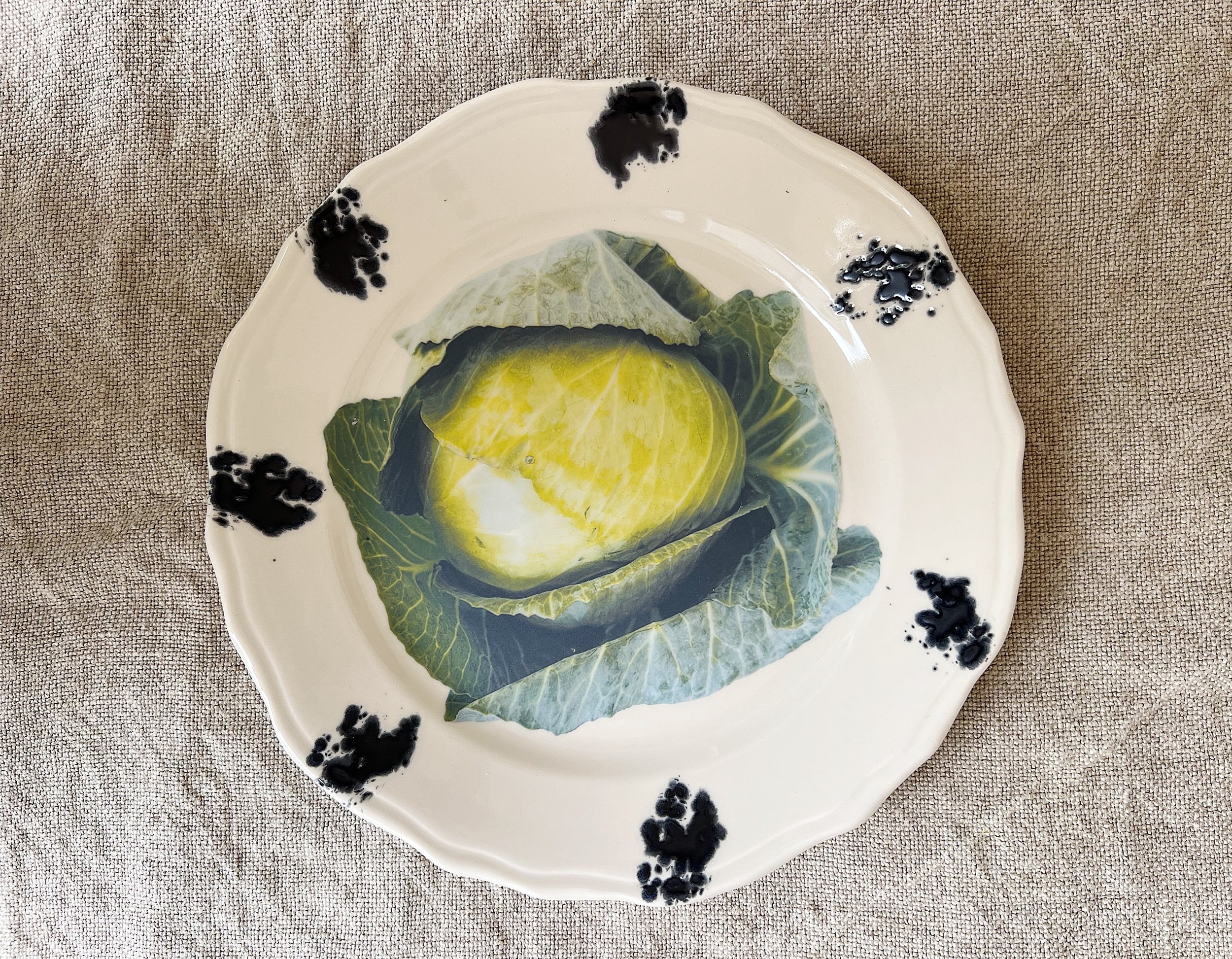 Vintage Cabbage Ceramic Large Plate