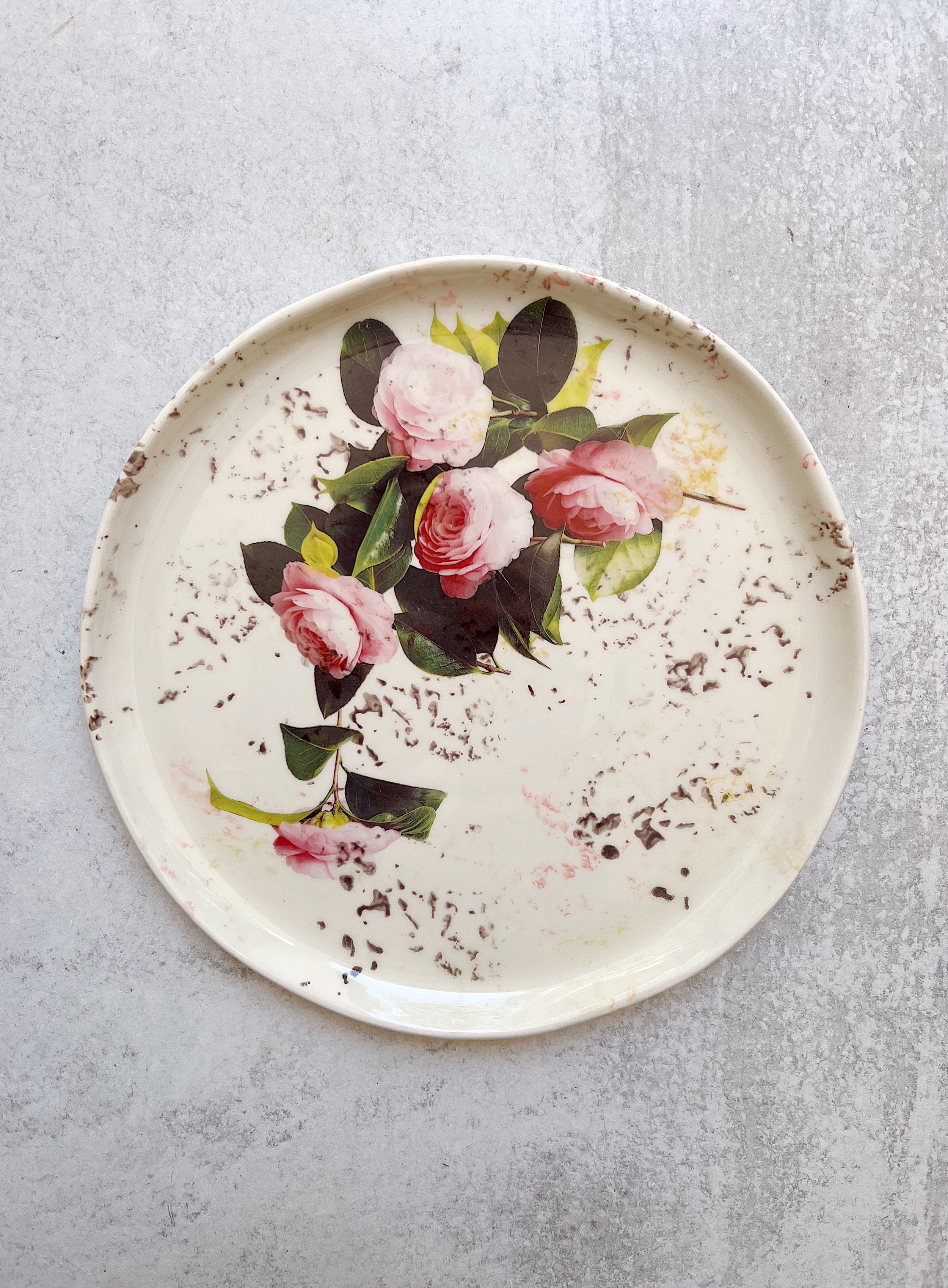 Pink Camellia Ceramic Large Plate