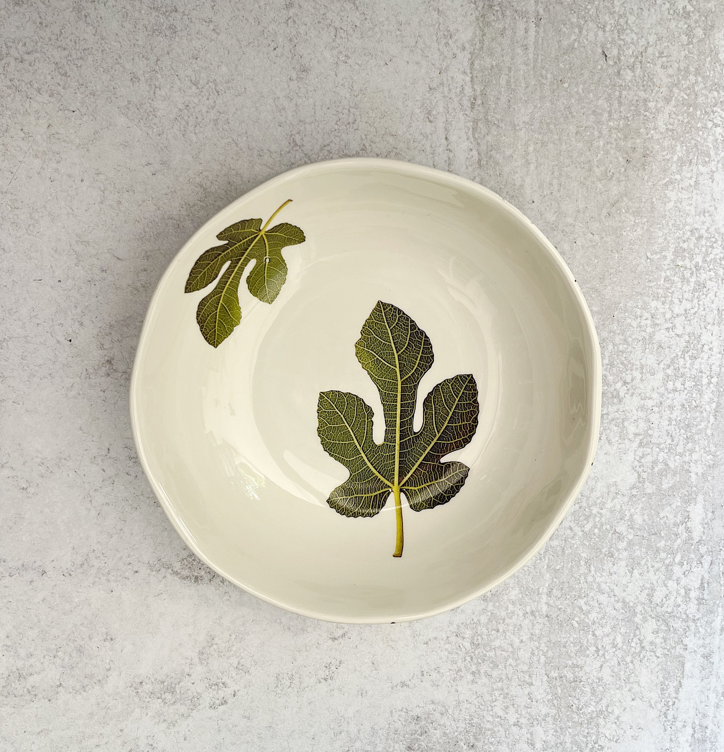 Fig Leaf Ceramic Pasta Bowl