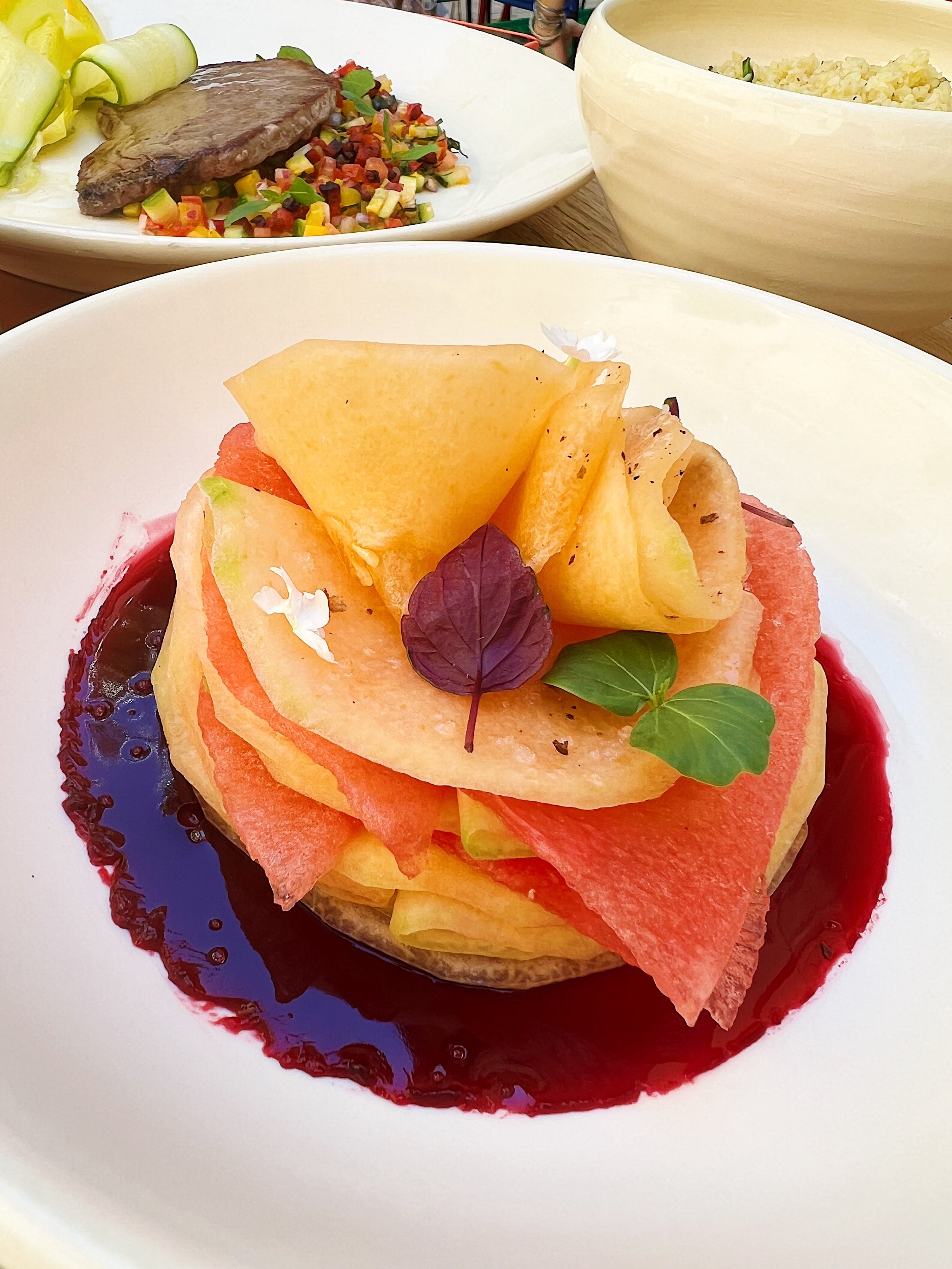 Cantaloupe and Watermelon in Hibiscus Sauce, L'Arlatan, Arles, France