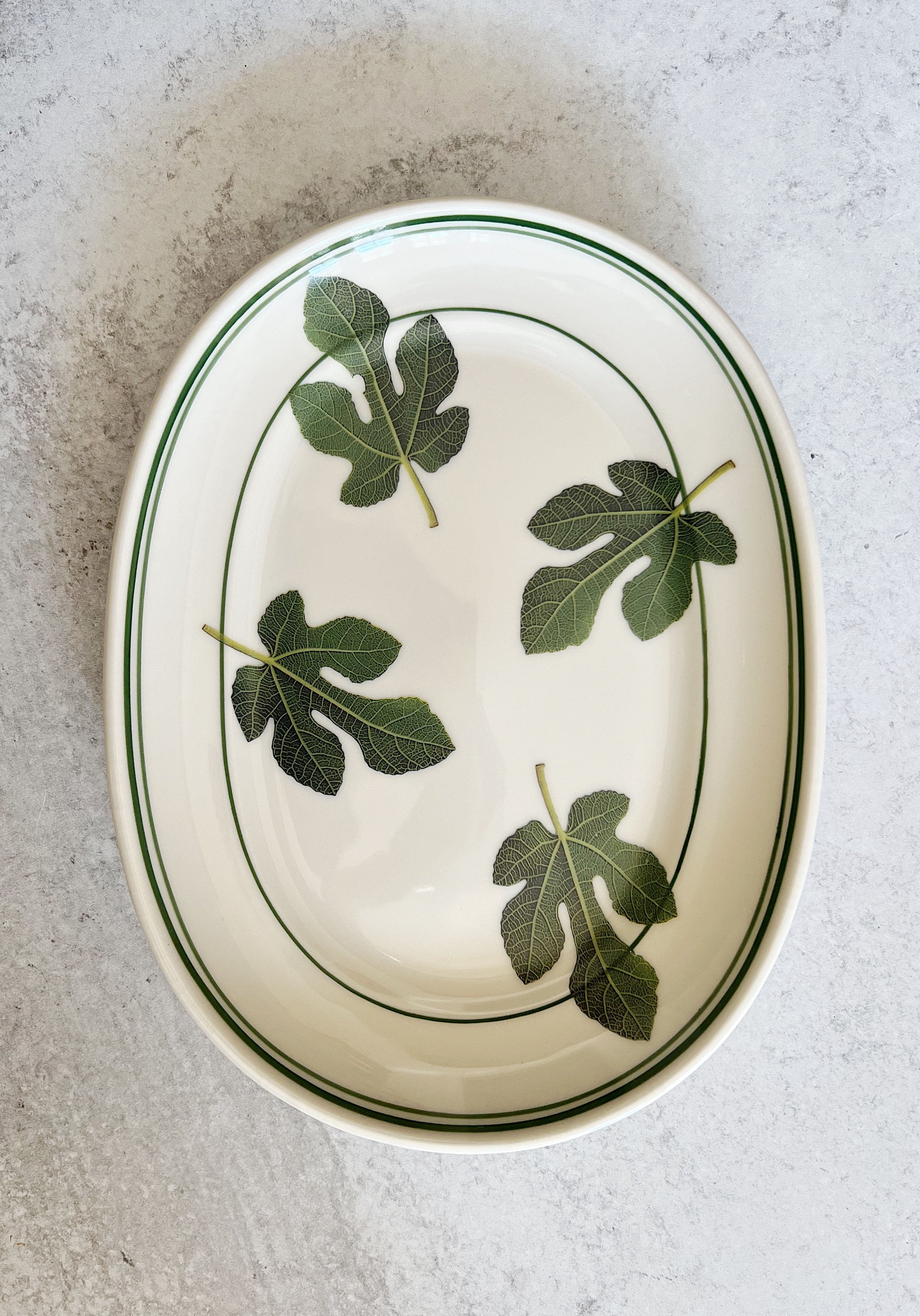 Vintage Fig Leaf Ceramic Platter