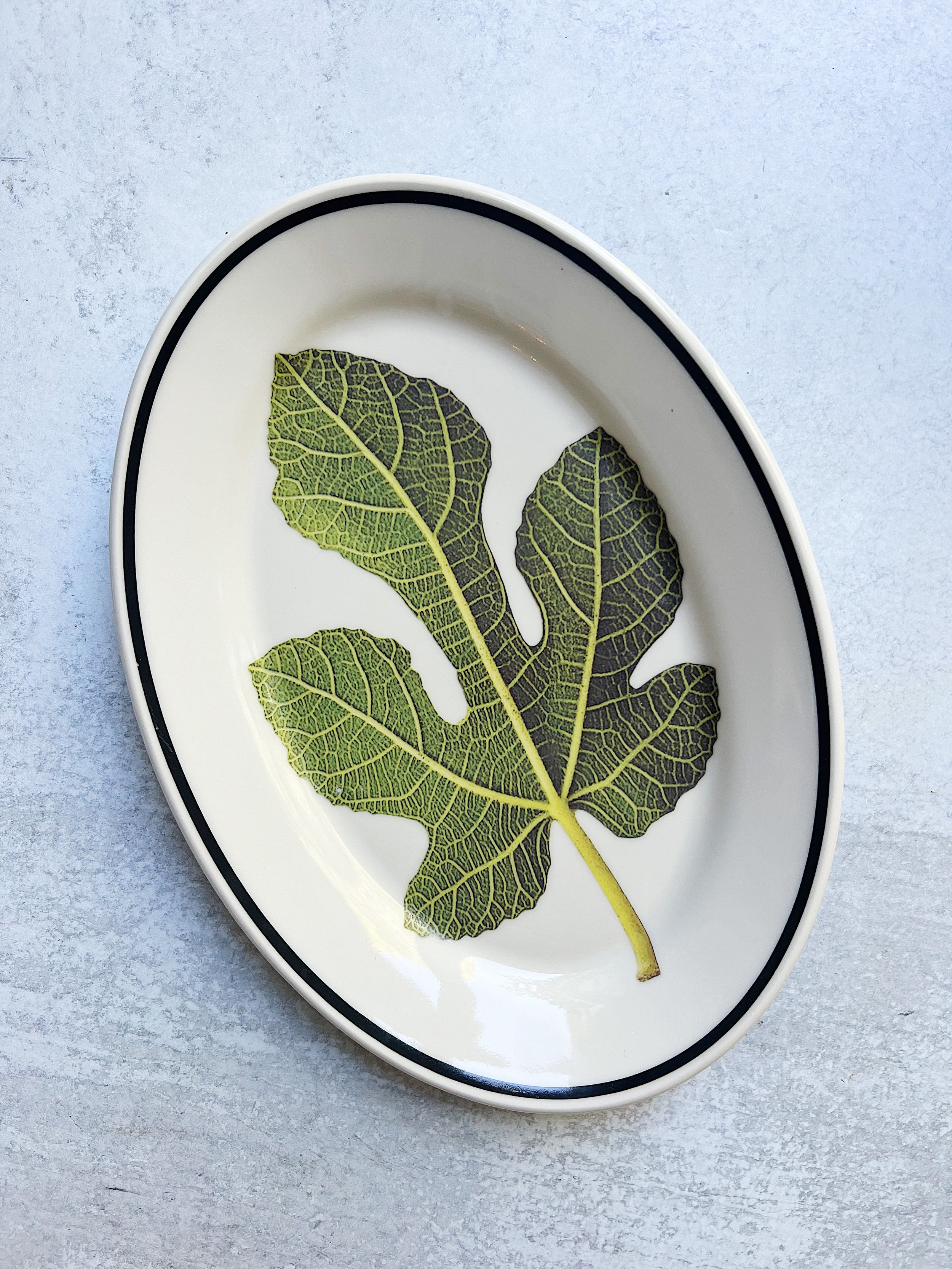 Vintage Large Fig Leaf Ceramic Platter