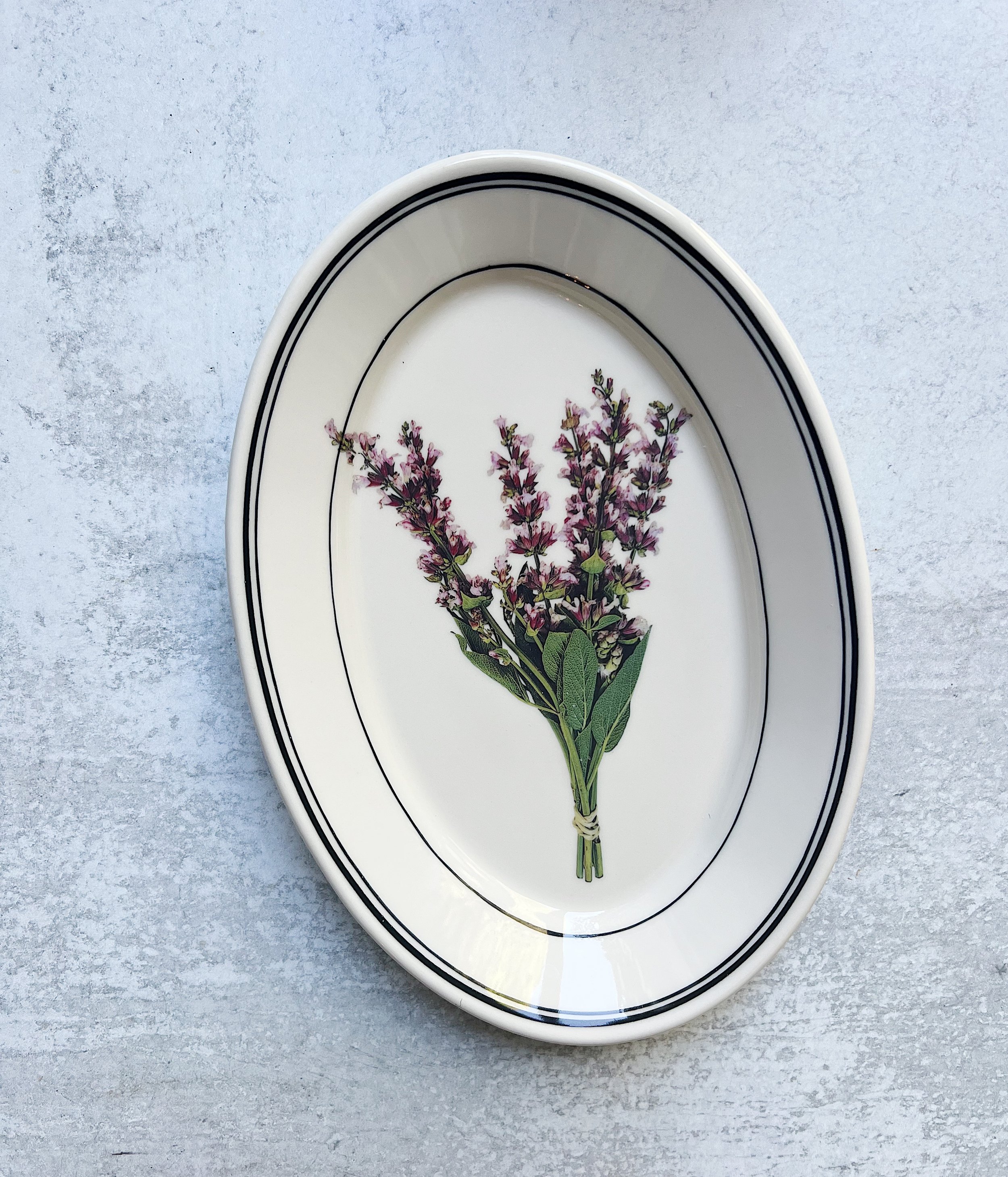 Vintage Sage and Blooms Ceramic Medium Platter