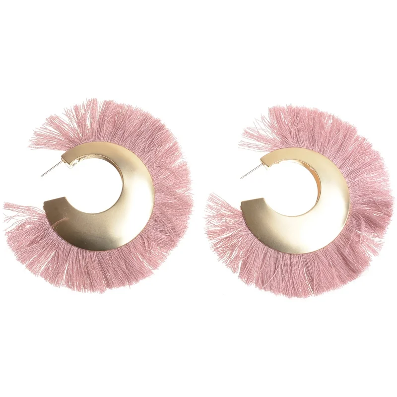 Pendientes Aros Flecos Rosa .jpg