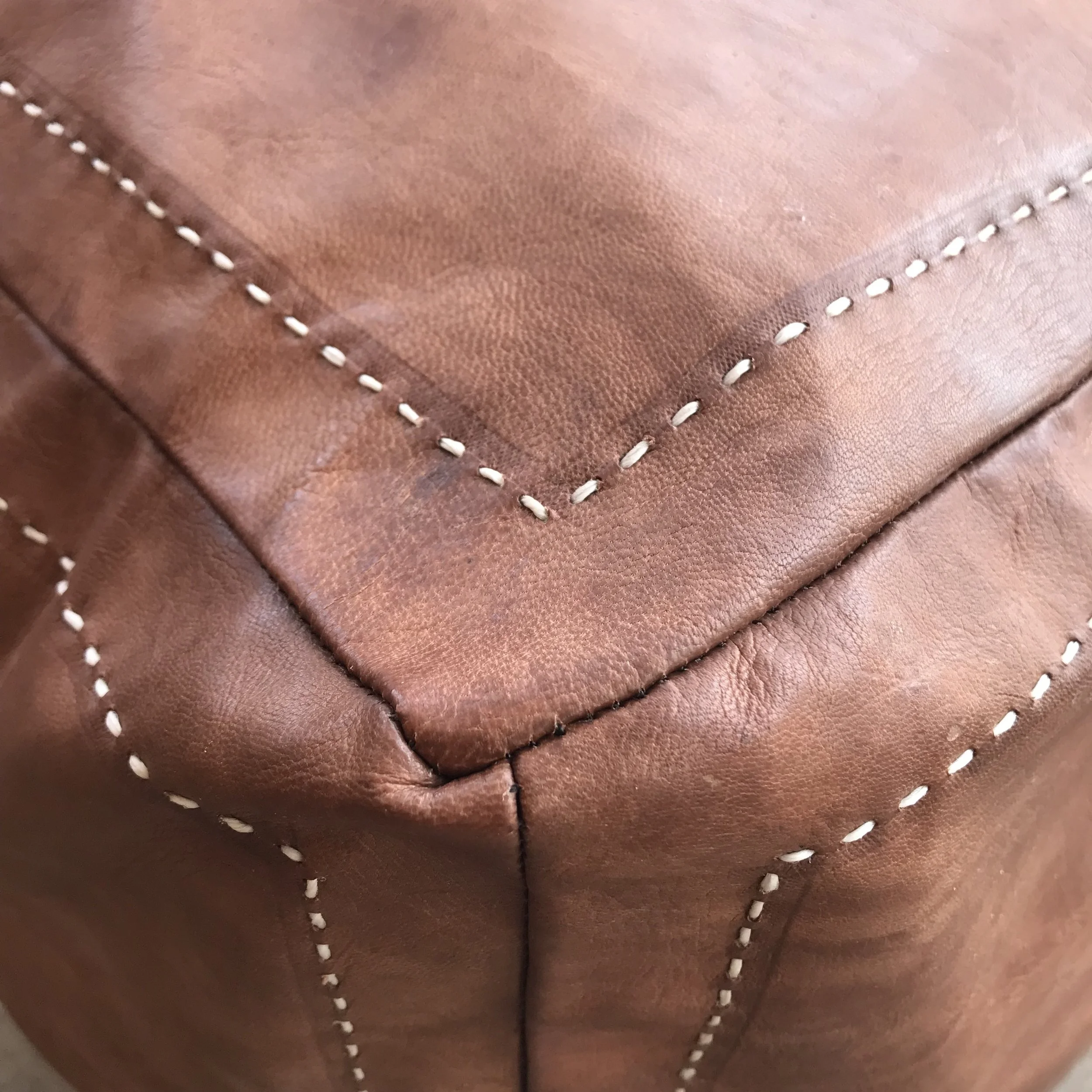 shop slo brown leather ottoman side table