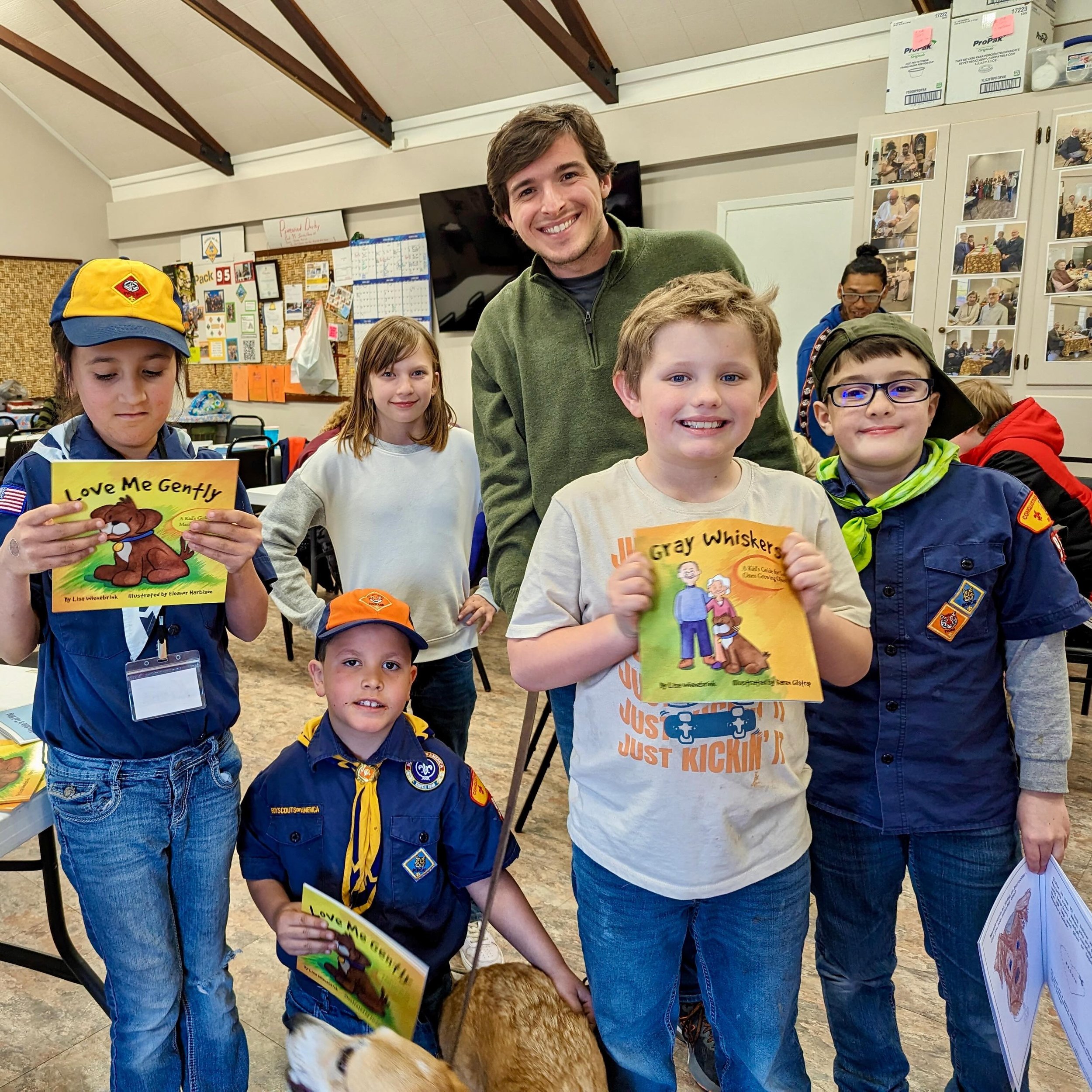 So proud of these Cub Scouts for working toward their Pets Merit Badge. #cubscouts #cubscoutsofamerica #petmeritbadge #responsiblepetownership #booksaboutpets #dog #cat #puppy #kindness #compassion #empathy #scouts #bookdonation #makeadifference