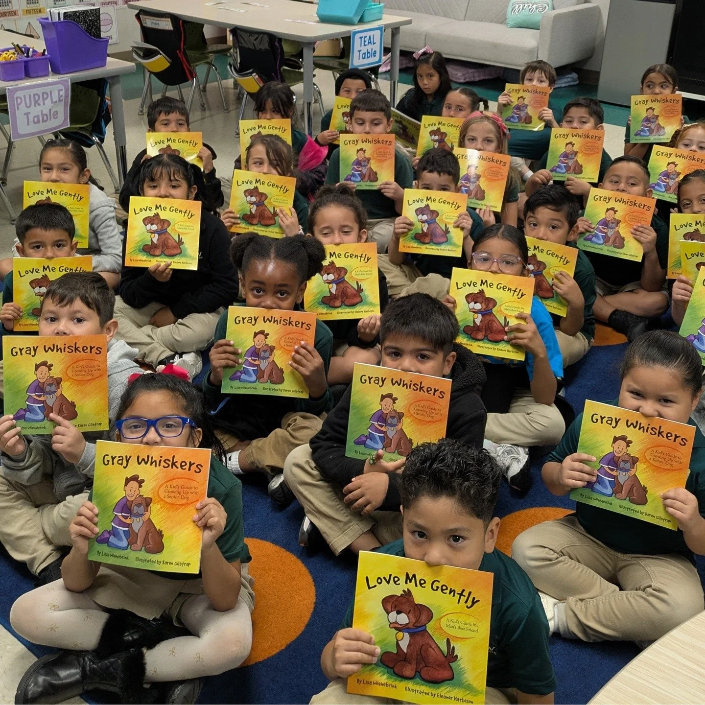 Bakersfield SPCA Education Committee always hard at work in their community. Last Friday, they visited the K-2 classes at the Grow Academy in Shafter, CA and gave every child a free book to take home. #winwin #humaneducation #booksforkids #dogsofinst