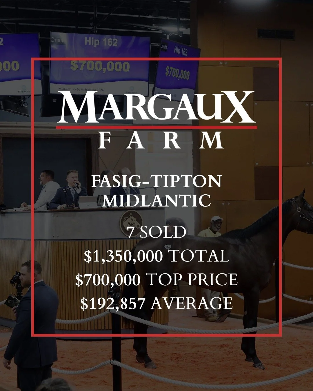Reflecting on a phenomenal week at the Fasig-Tipton Midlantic Two-Year-Olds in Training Sale!

We&rsquo;re grateful for the opportunity to present such a nice group of horses and proud of the effort our entire team put in throughout the week.

Congra