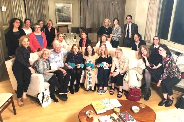 Authors Roz Chast and Patricia Marx (with ukeleles!) at their Pop-Up Book Group for “Why Don’t You Write My Eulogy Now So I Can Correct It?”