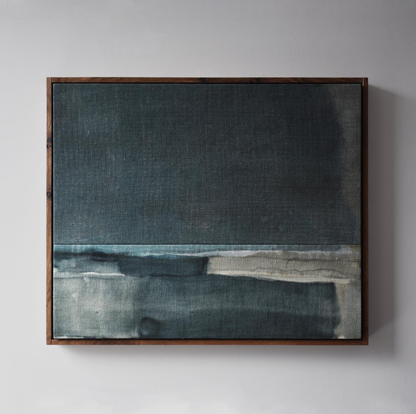 &ldquo;Boro Cloth&rdquo; 48 x 40cm, reactive dye on linen, framed in fumed Scottish oak. *Sold*

This piece documents the myriad of blues I&rsquo;ve been developing over the last few months. Evolving slowly, I worked in patches, adding layers of new 