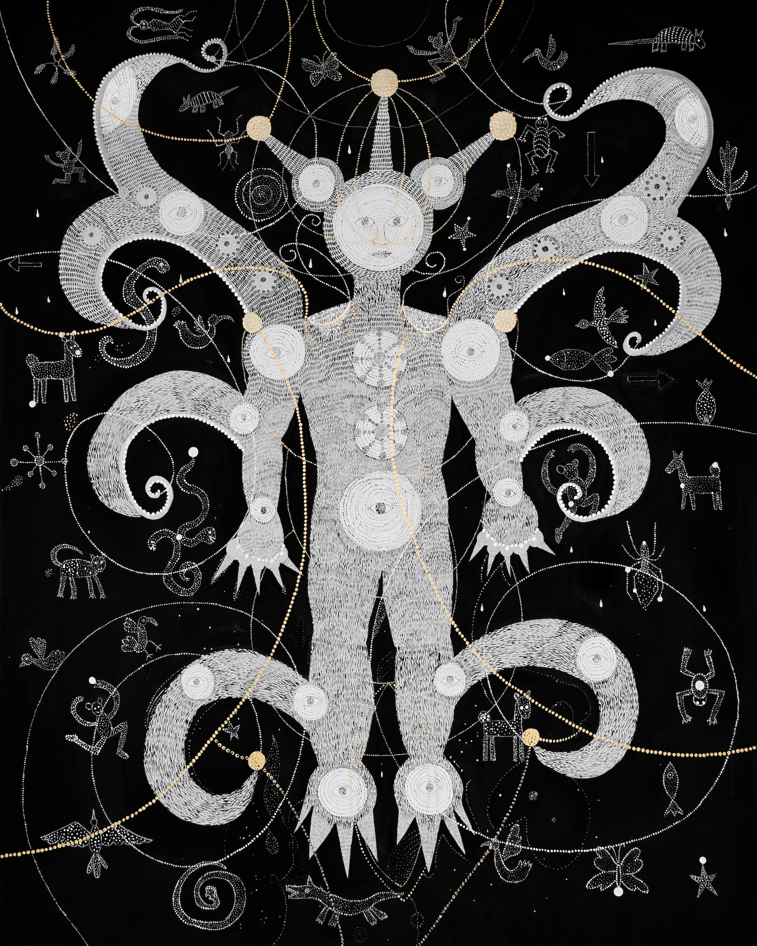  ”Cosmic Angel-Constellation 1", from the series Looking for a Hero, 2019, Acrylic/Canvas, 60” x 48” 