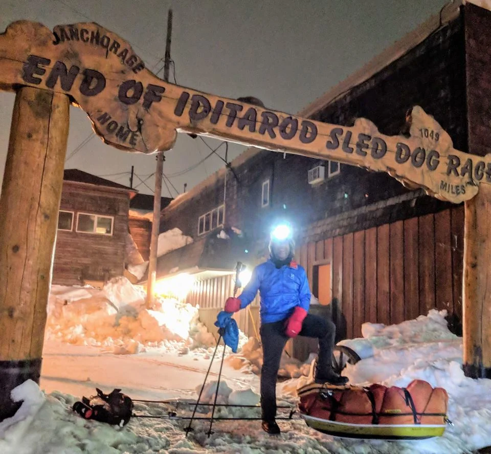 Klaus Schweinberger finishes his journey on foot to Nome