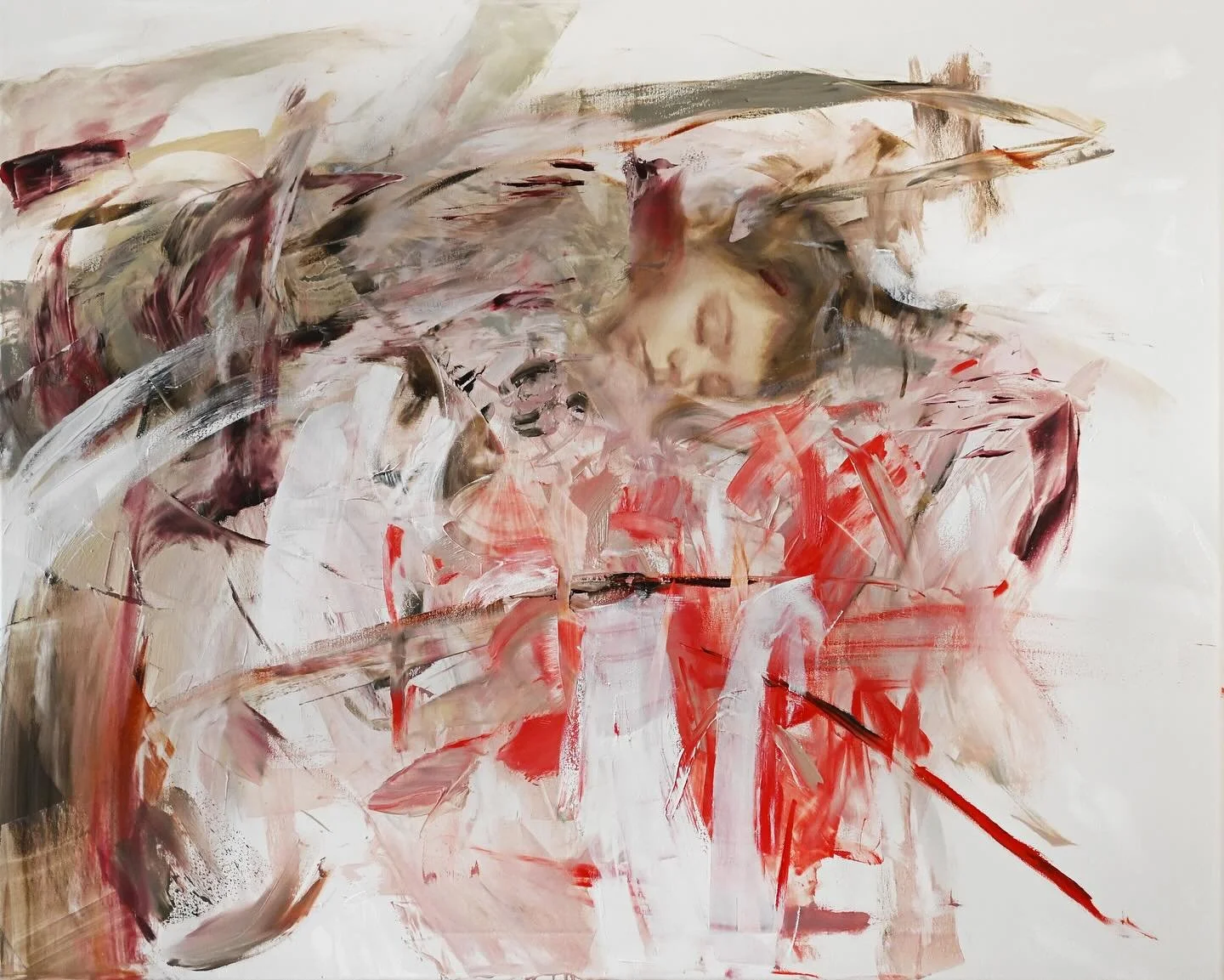 Michelle Silver&rsquo;s expressive painting is, at once, emotionally raw and tenderly protective. We love how she combines figurative work with wild abstraction. Come see this wonderful piece, &ldquo;Within You Without You&rdquo;, oil on canvas, 24x3