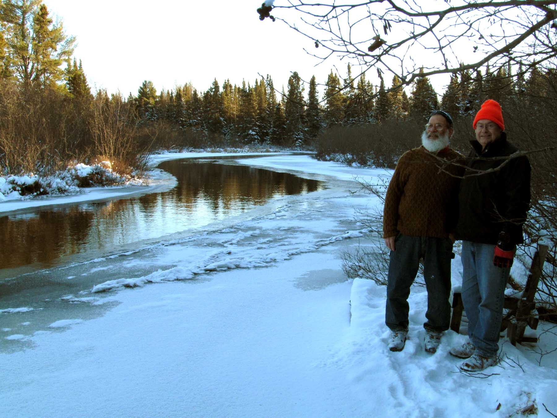 Joe Hovel and Gary Goska at the Wisconsin River headwaters