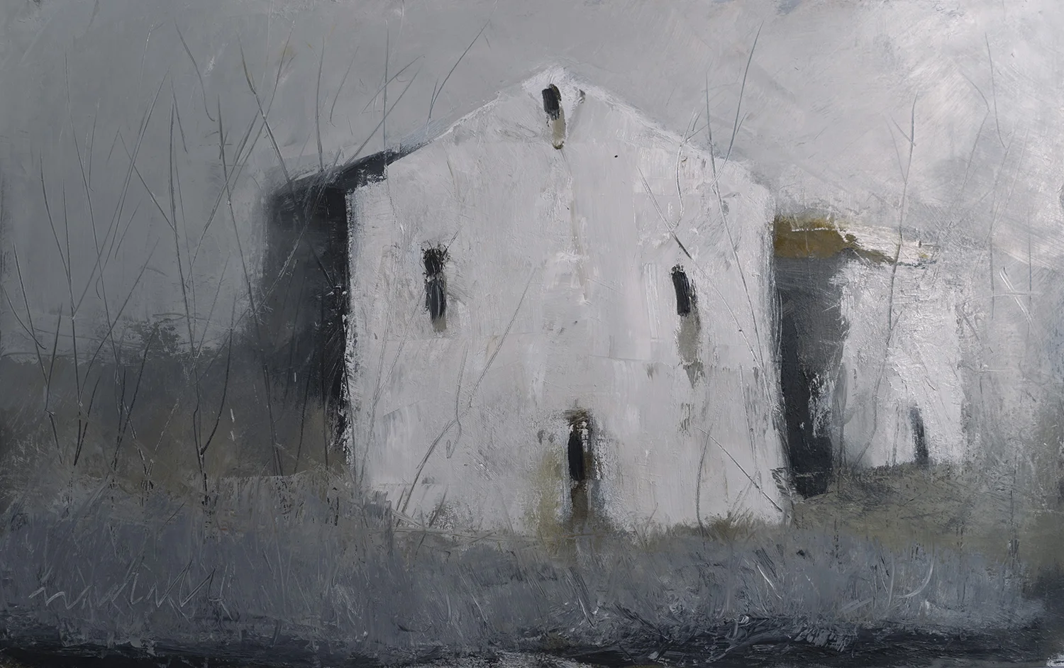 Suspended Stillness, 24 x 38 inches, Oil on Paper