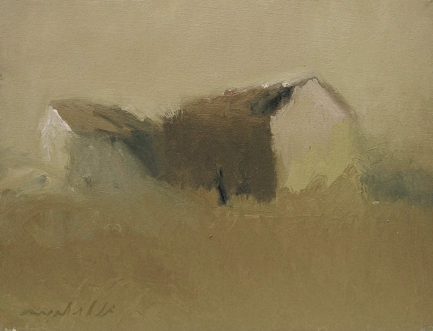 Barn in Ochre Field, 11 x 14 inches, Oil on Canvas