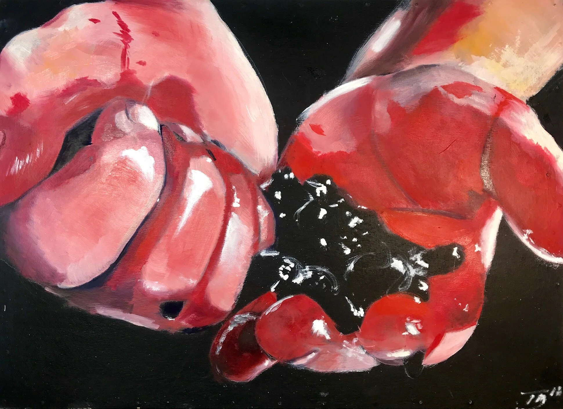'Berry Girl' oil on wood; 1.5 x 2.5 ft (2017)