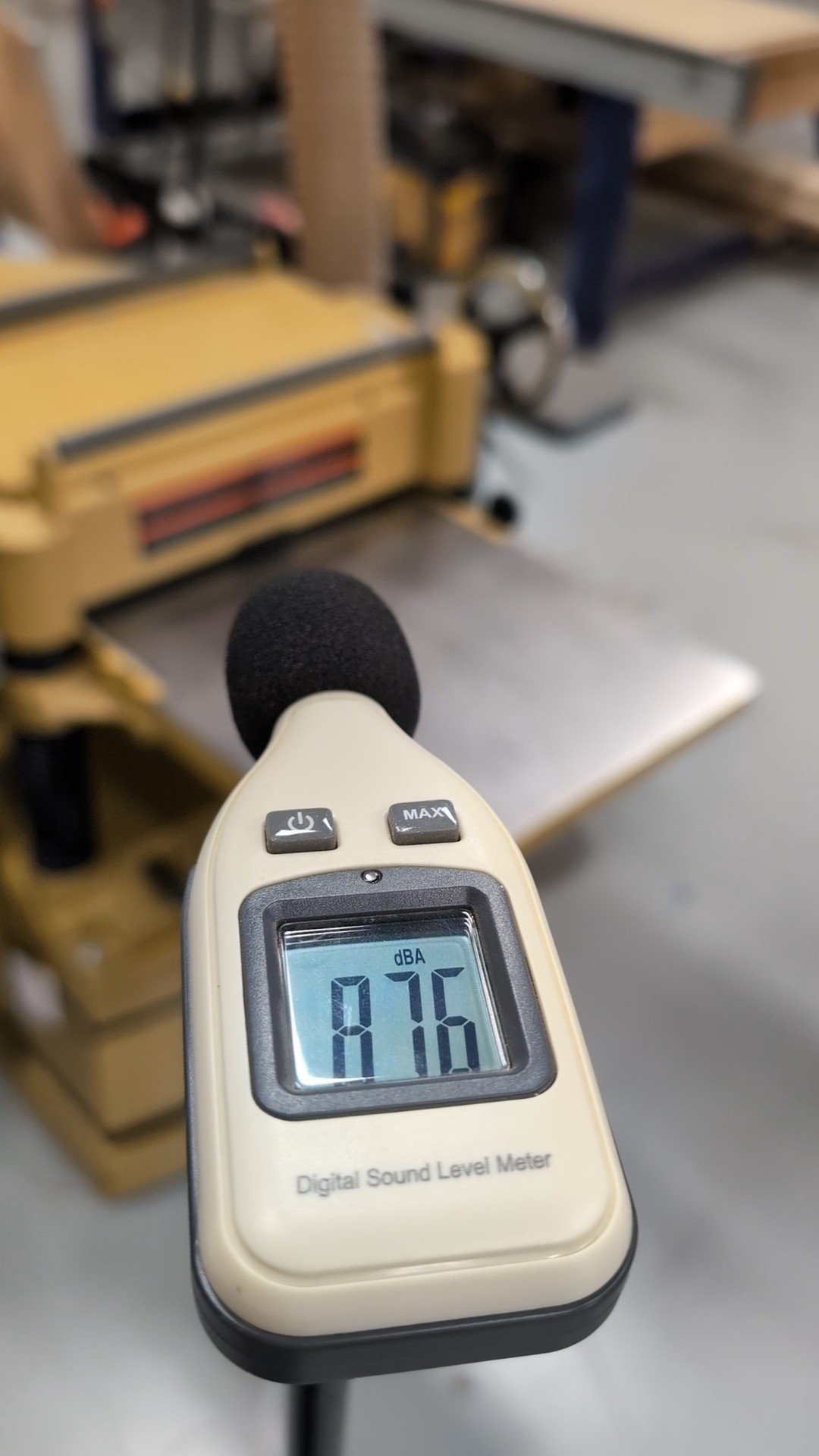The new planer! That's a peak measurement, it was averaging around 83.
