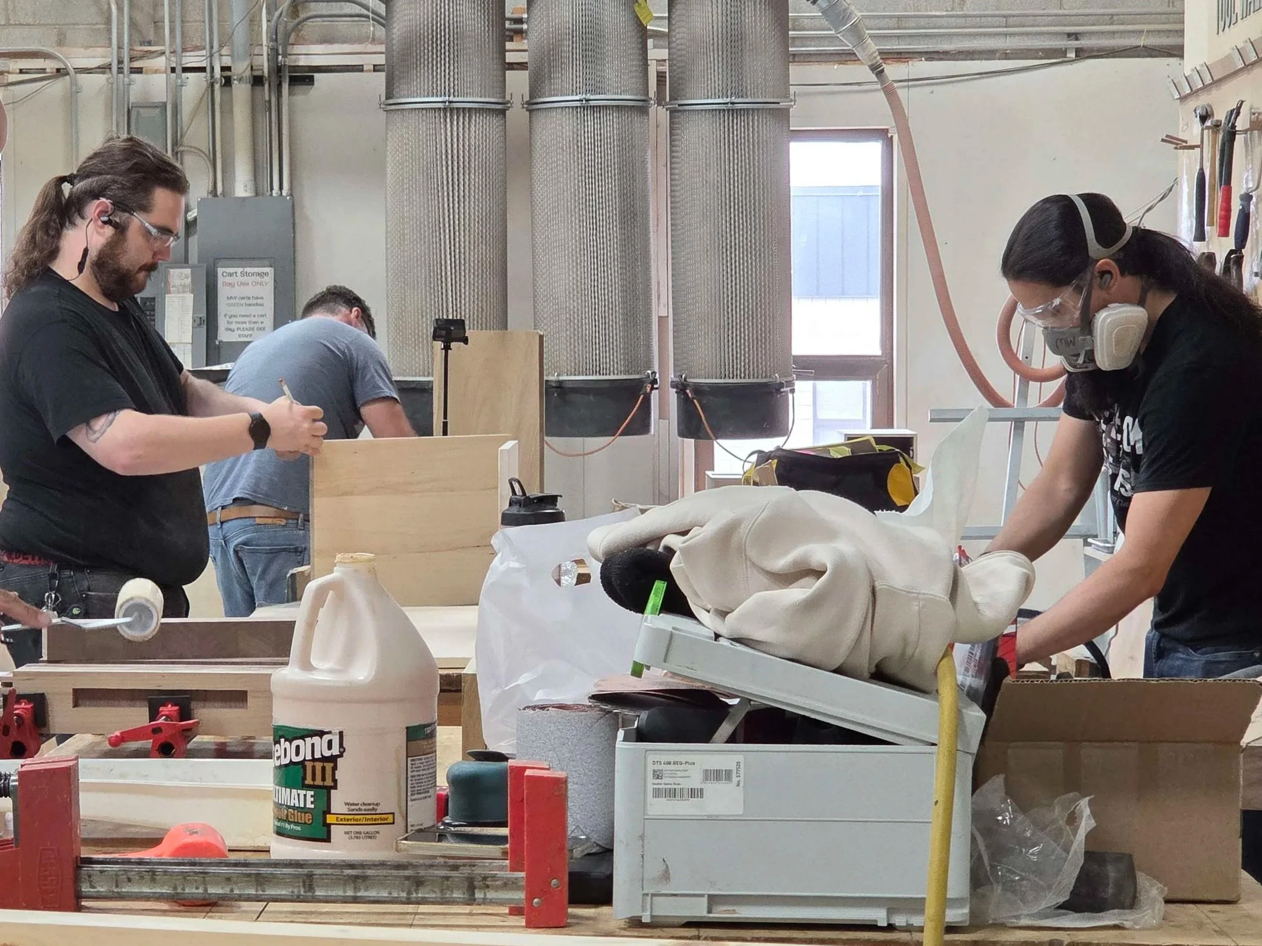 Workbenches in wood shop