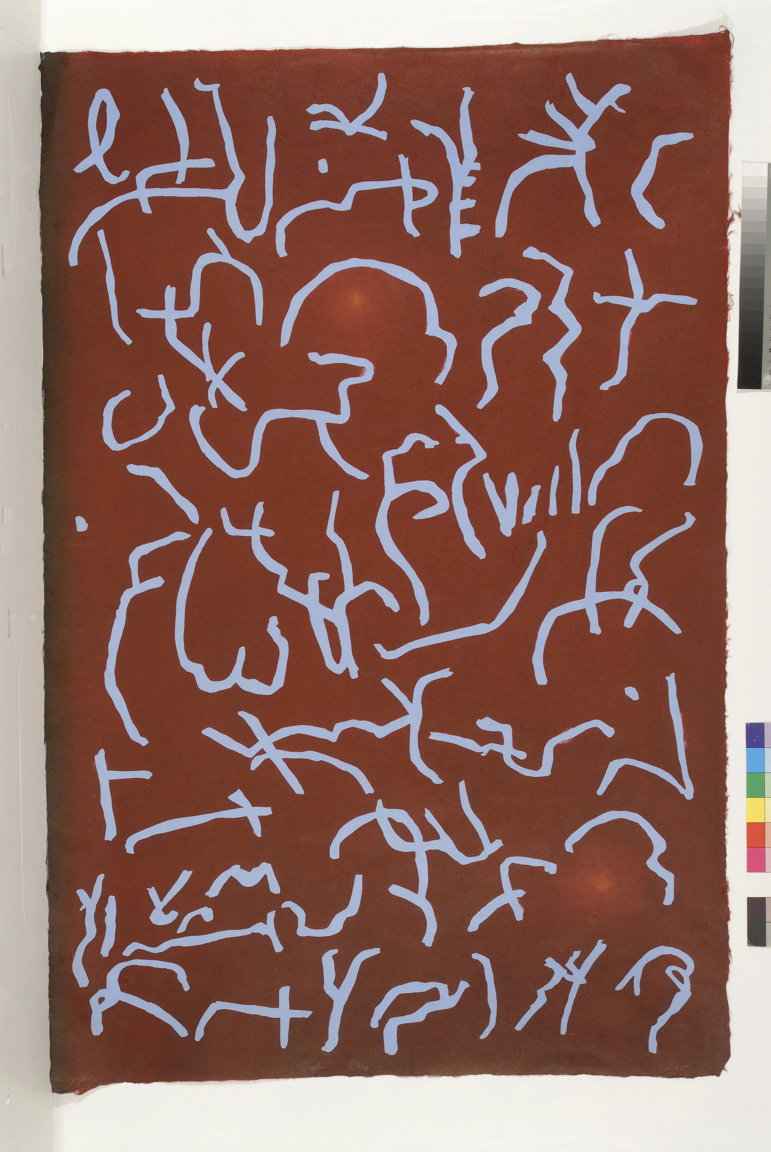 Glyphs-sky, 2008, linocut