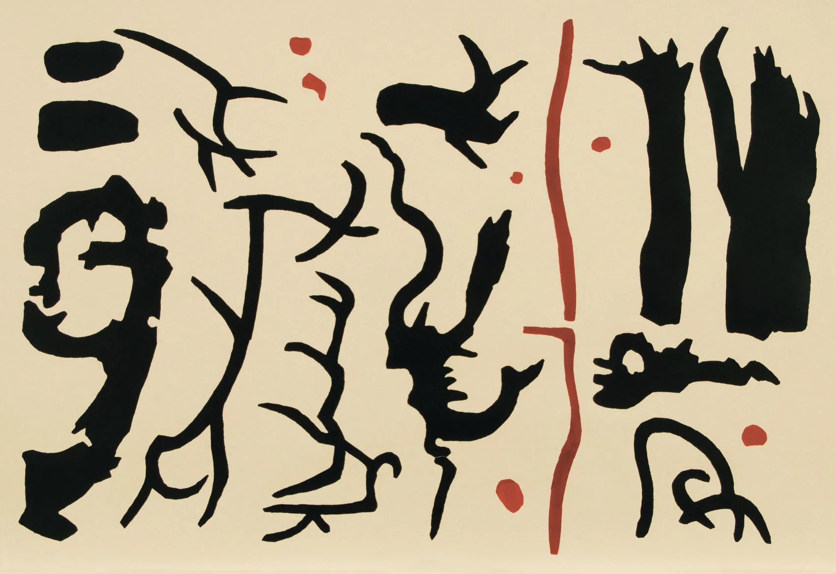 Paddock glyphs: lost path, 2008, linocut