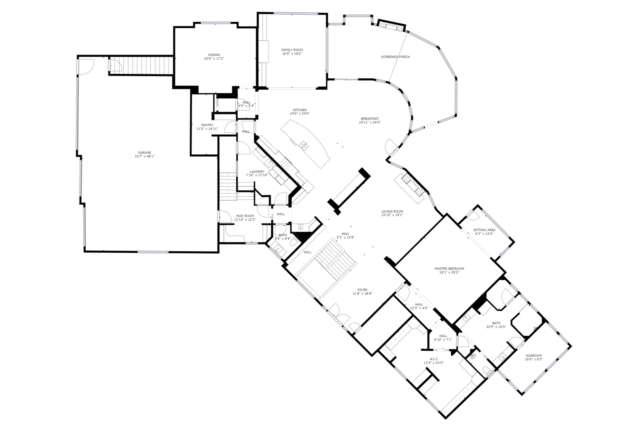Main Floor – sizes and dimensions are approximate. Actual may vary.