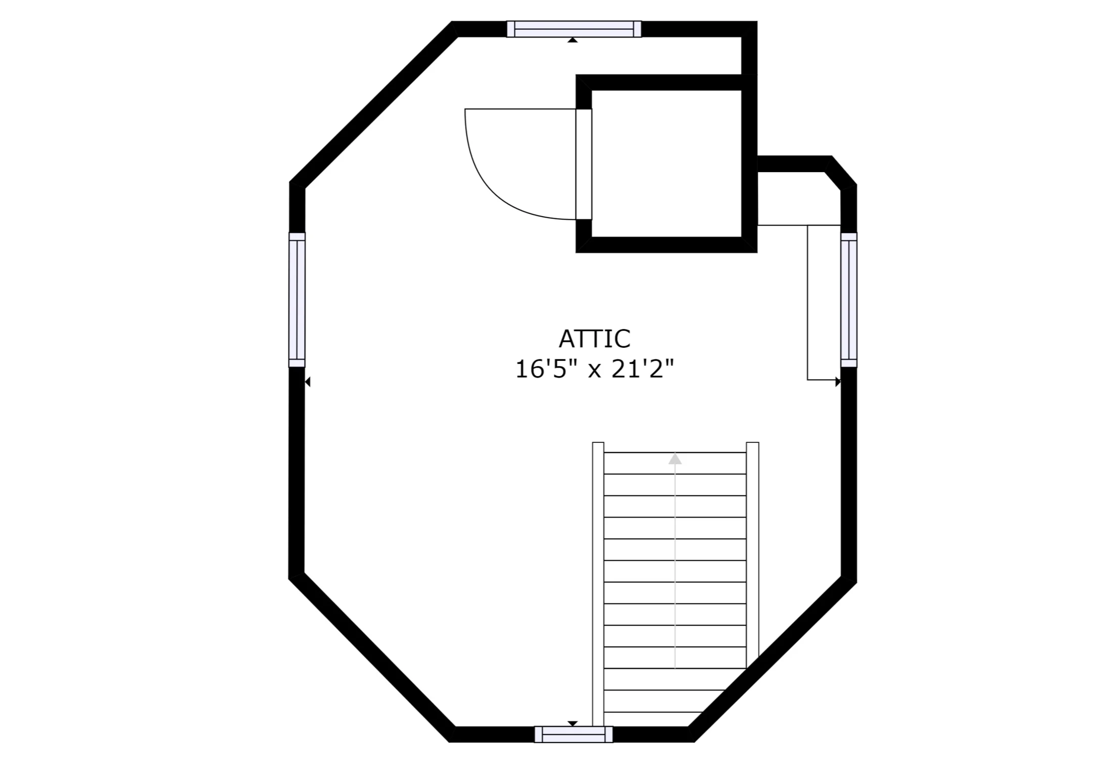 Third Floor: Upper Room – sizes and dimensions are approximate. Actual may vary.